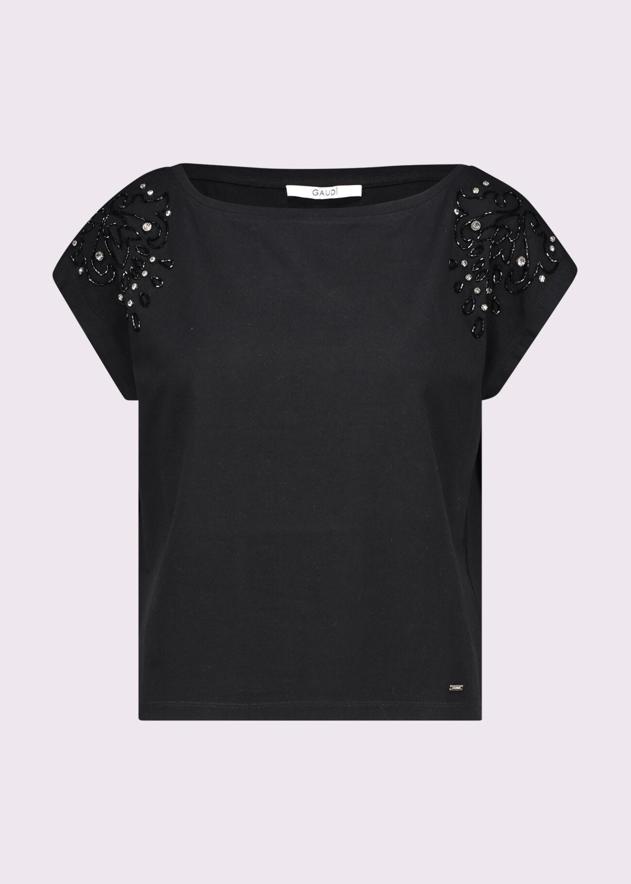 Camiseta negra de algodón para mujer
