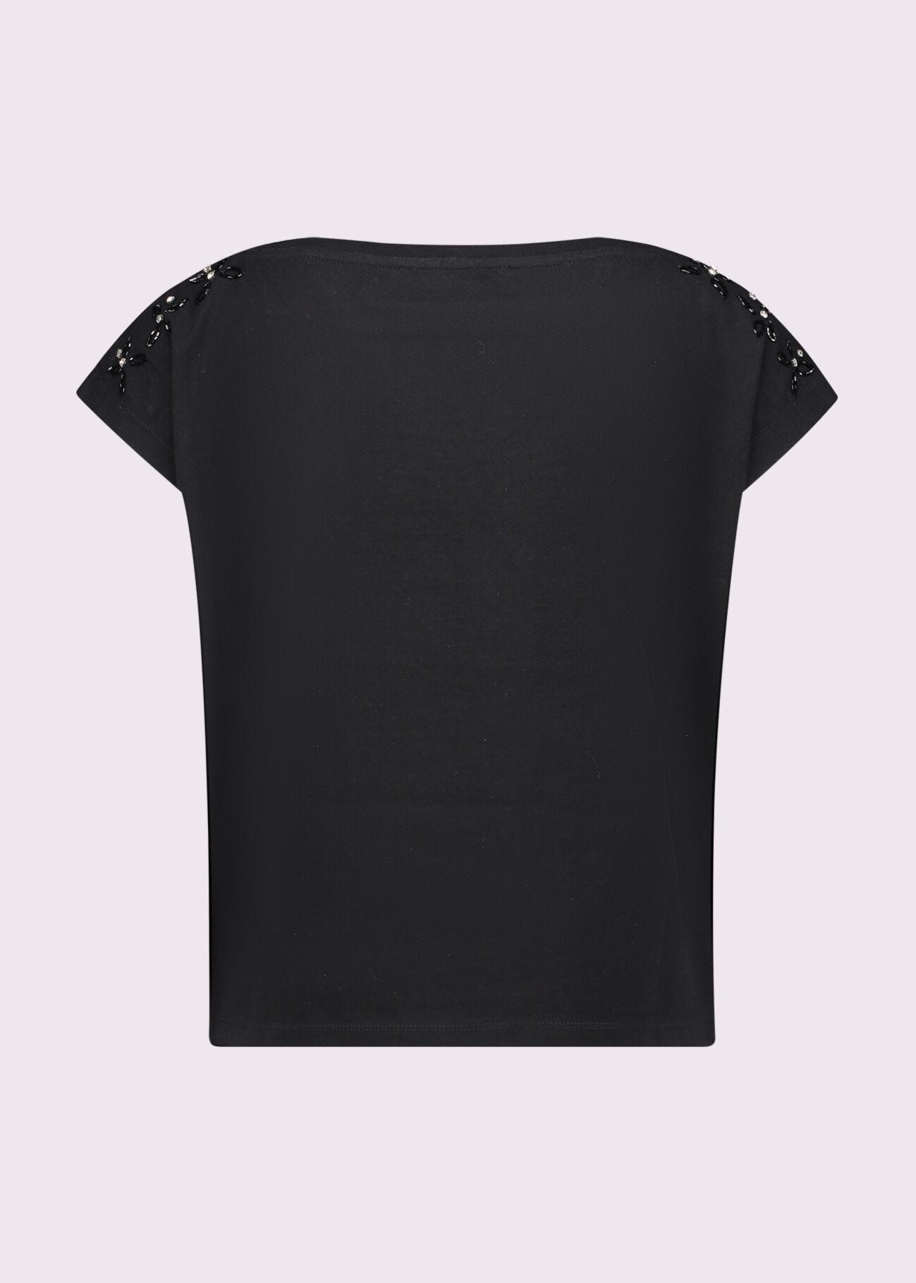 Camiseta negra de algodón para mujer