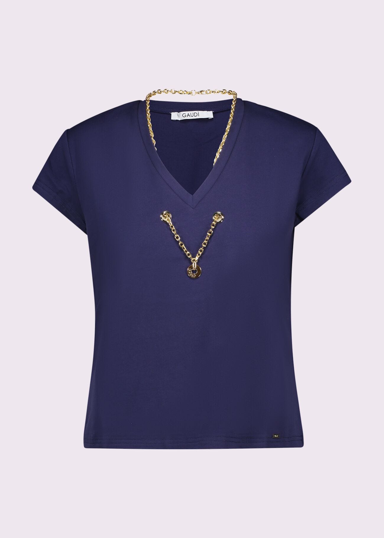 Camiseta azul de algodón para mujer