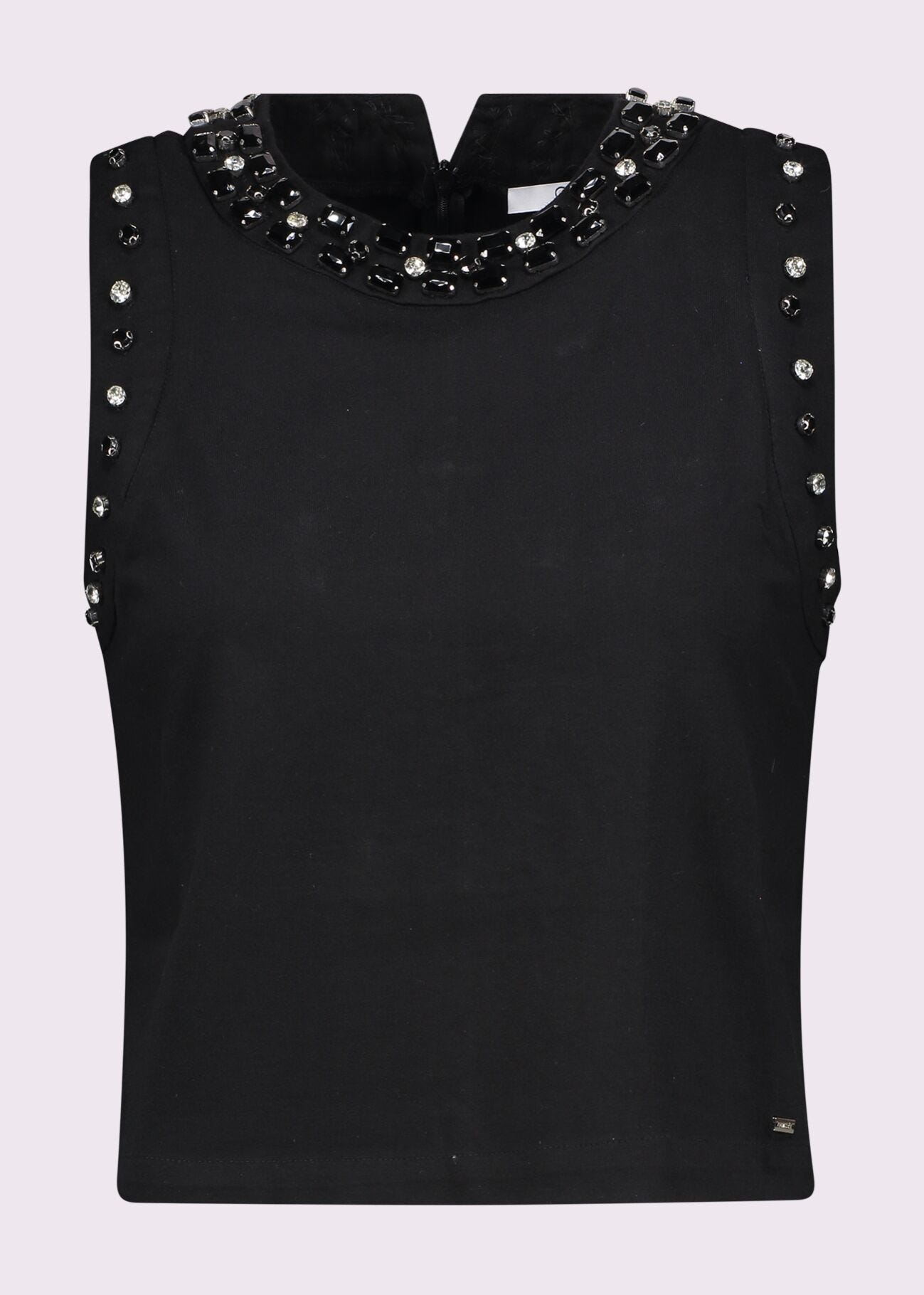 Top da donna nero con strass