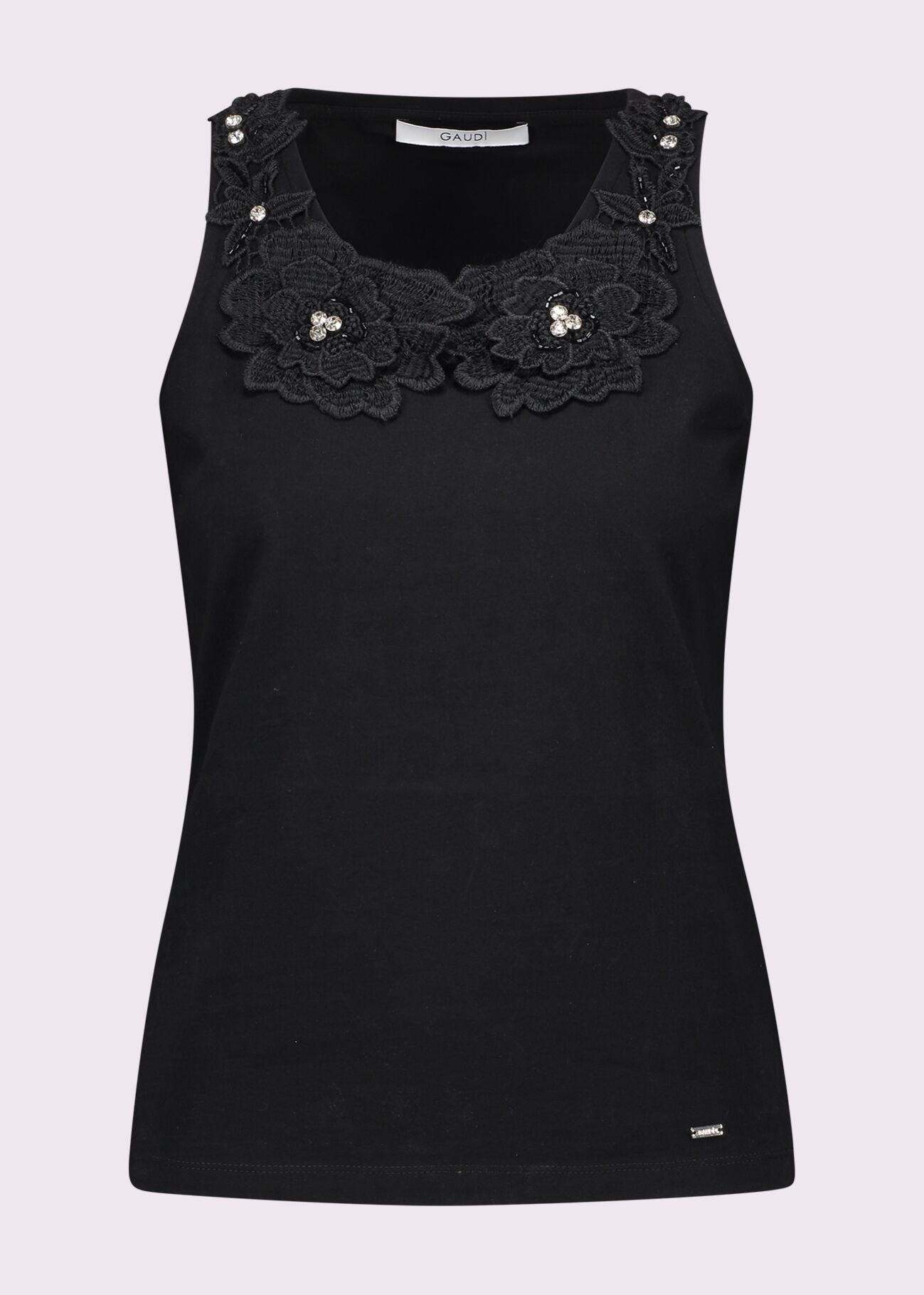 Top noir en coton pour femme