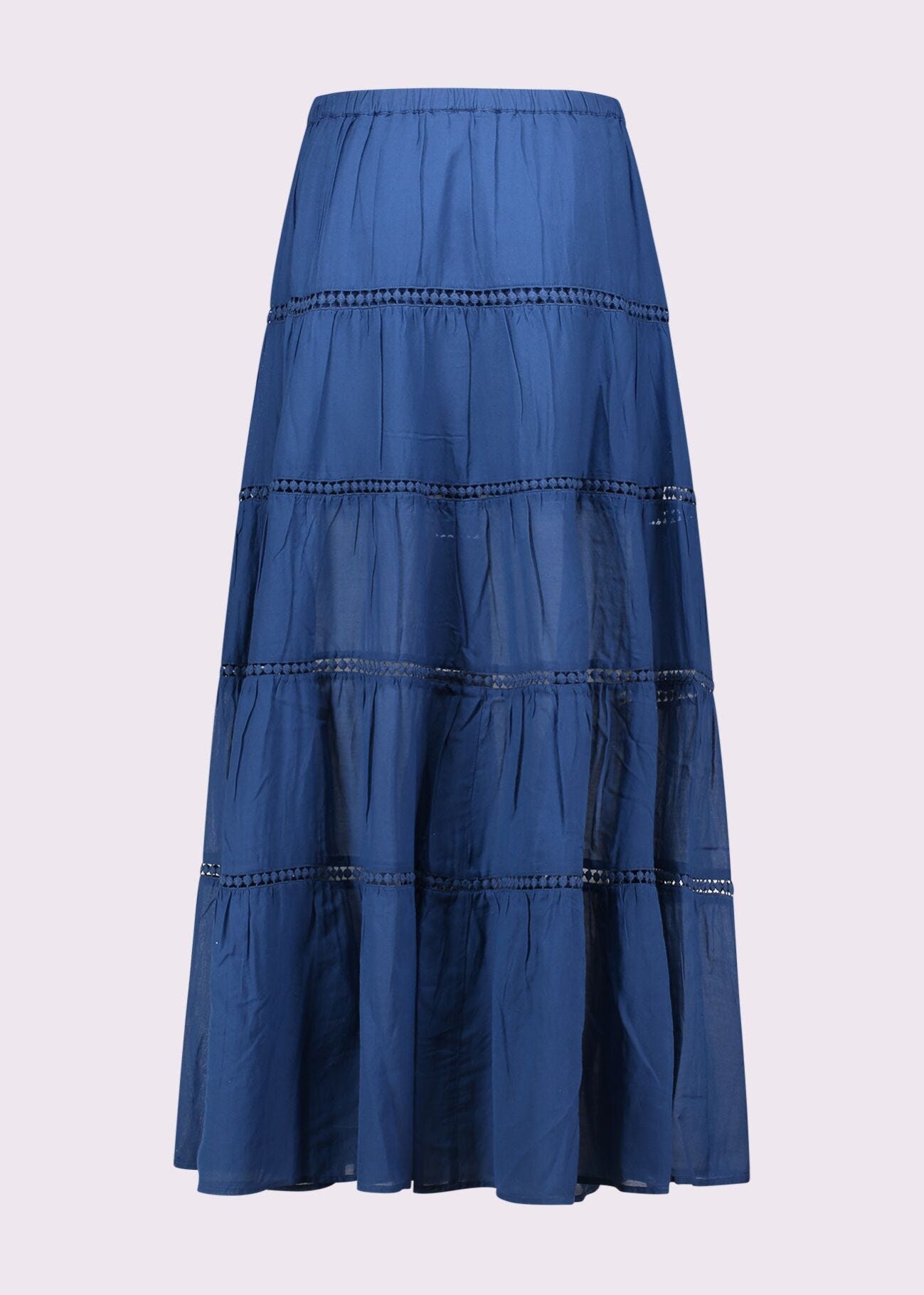 Jupe longue bleue en coton mélangé