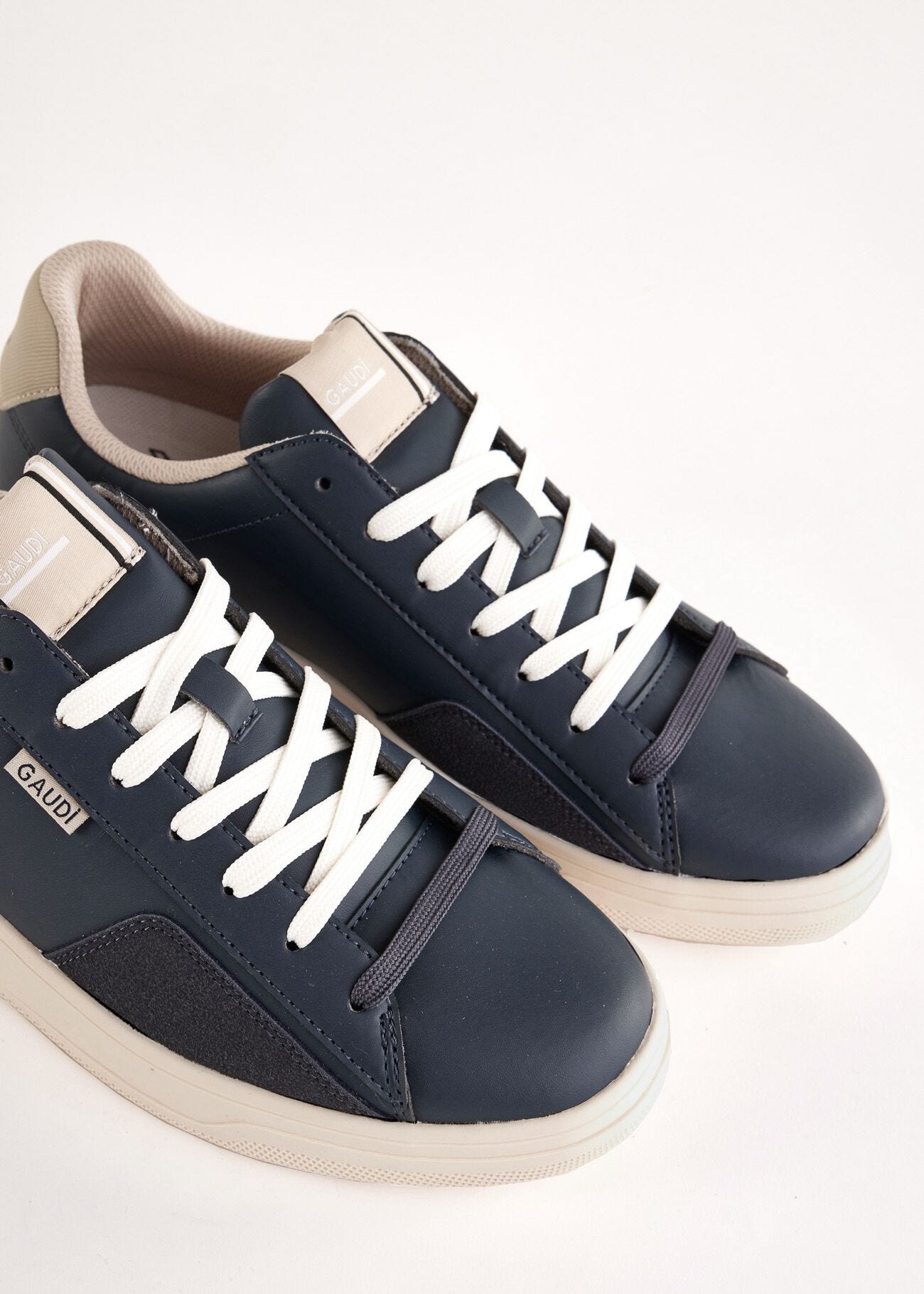 Blue faux-leather sneakers
