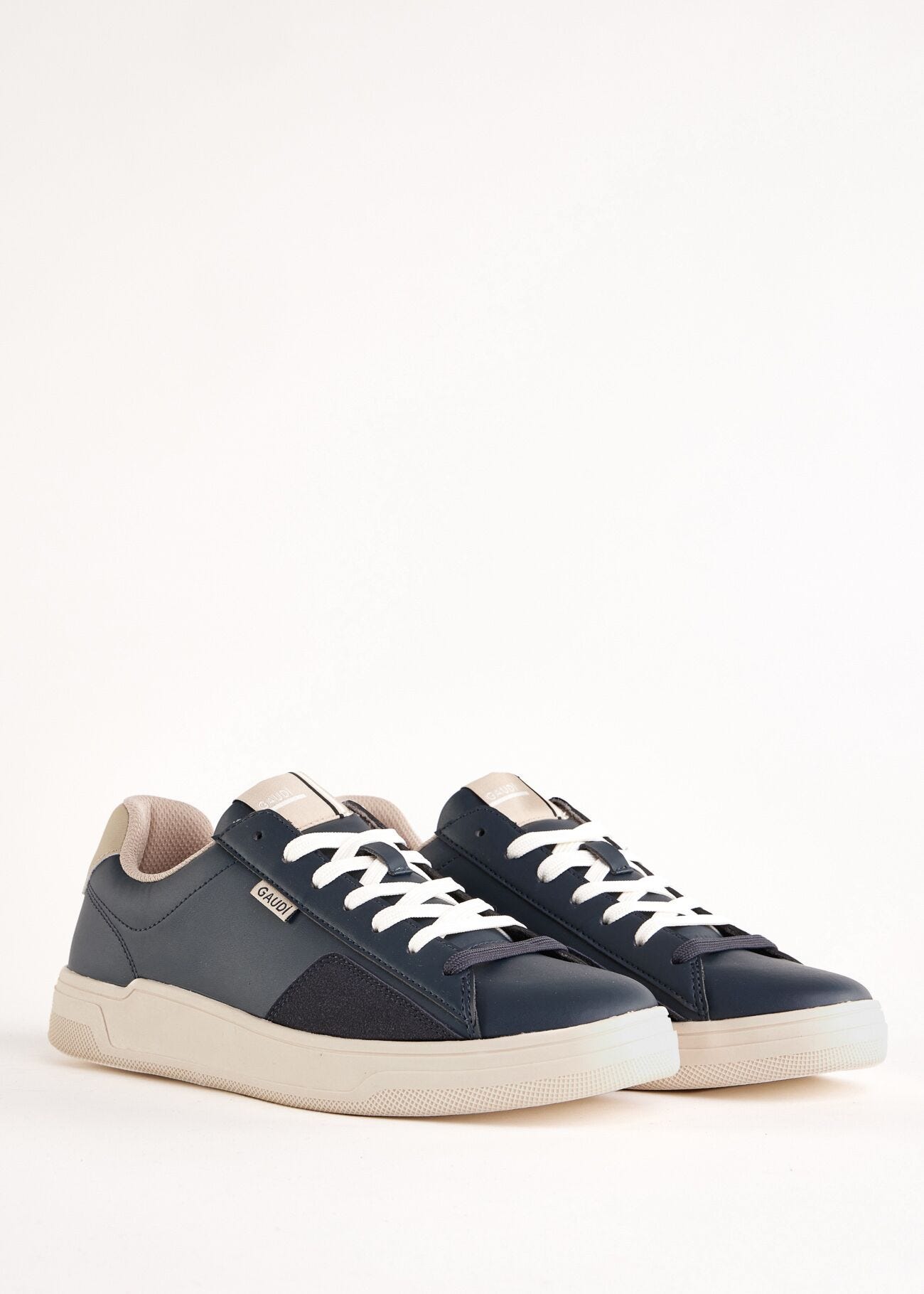 Blue faux-leather sneakers