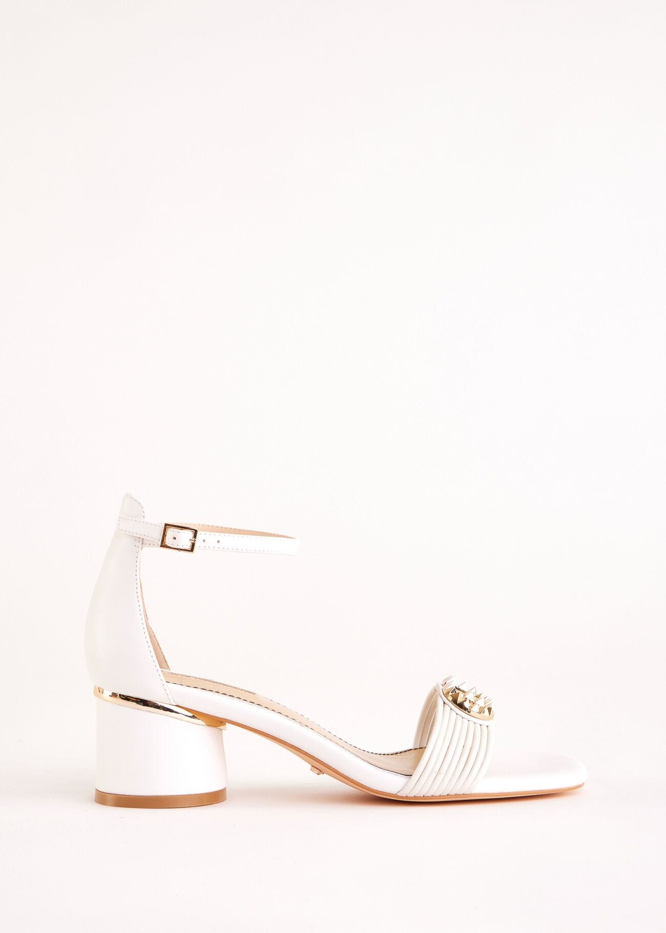 White faux-leather sandals