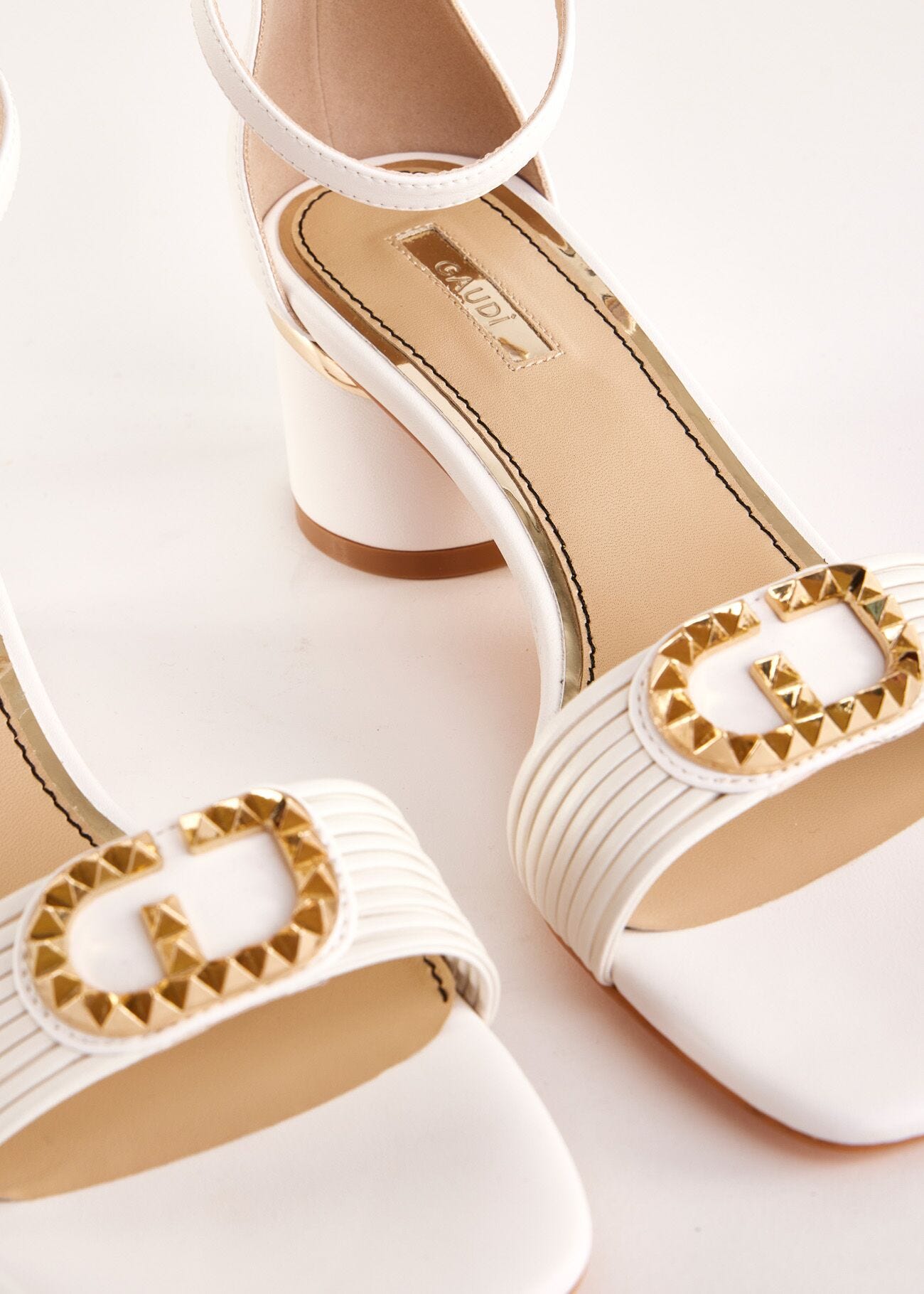 White faux-leather sandals