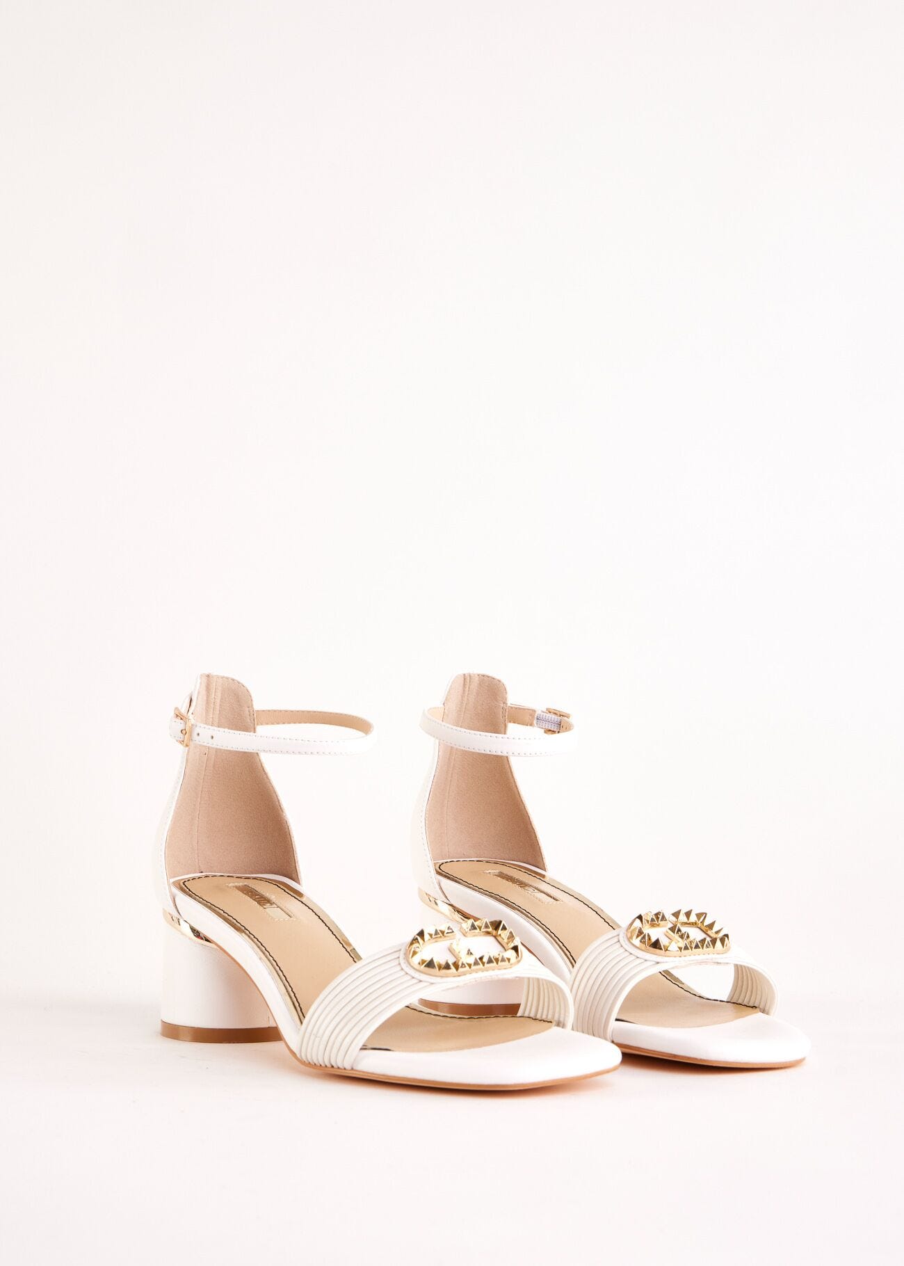 White faux-leather sandals