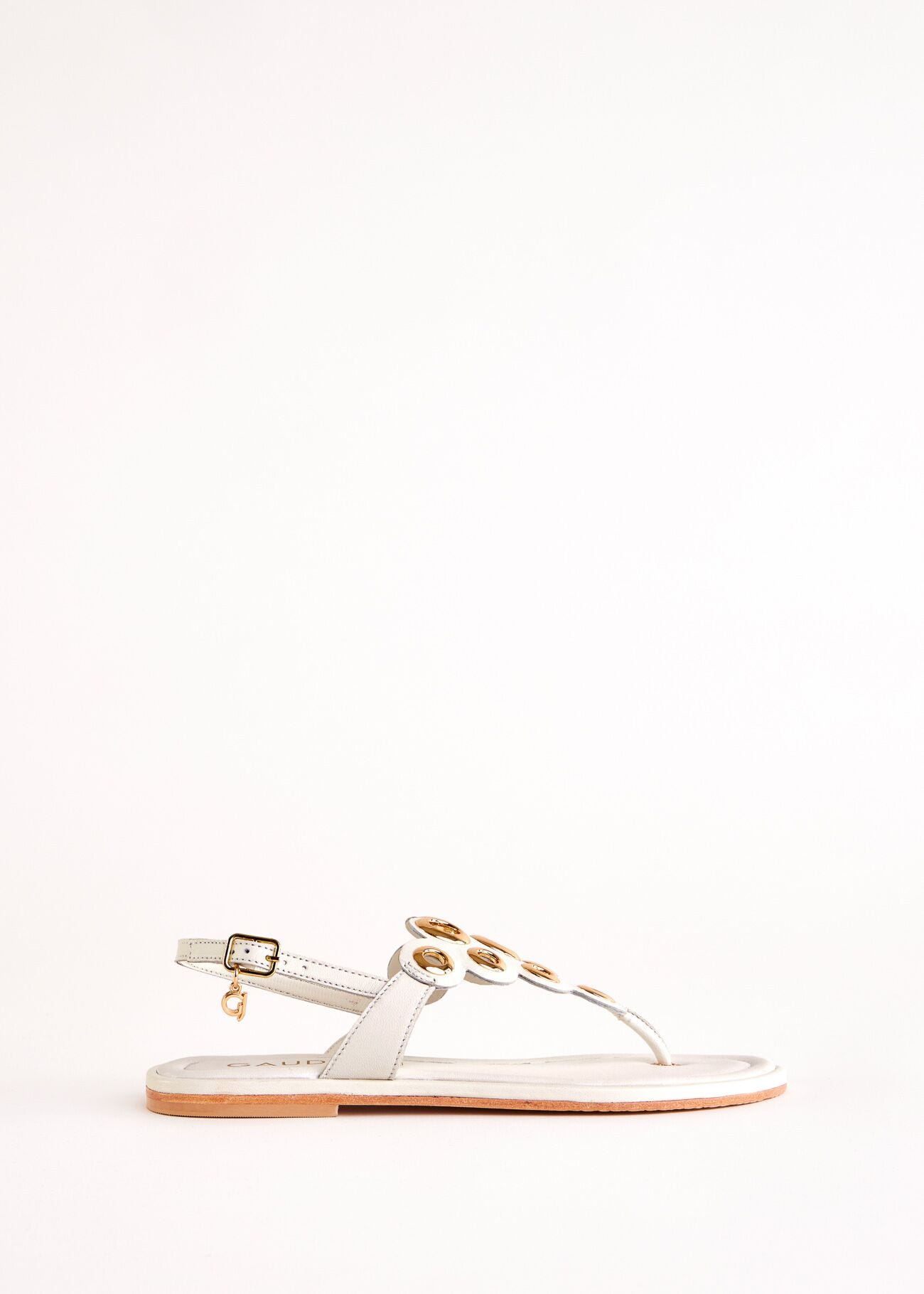 Sandales plates blanches en cuir
