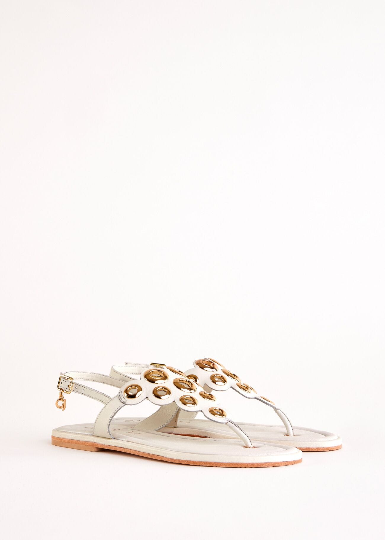 Sandales plates blanches en cuir