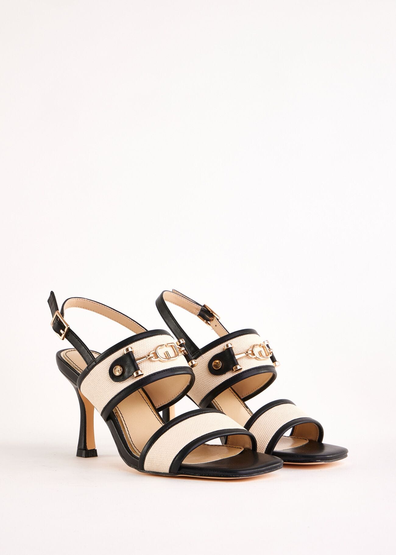 Canvas and faux-leather sandals