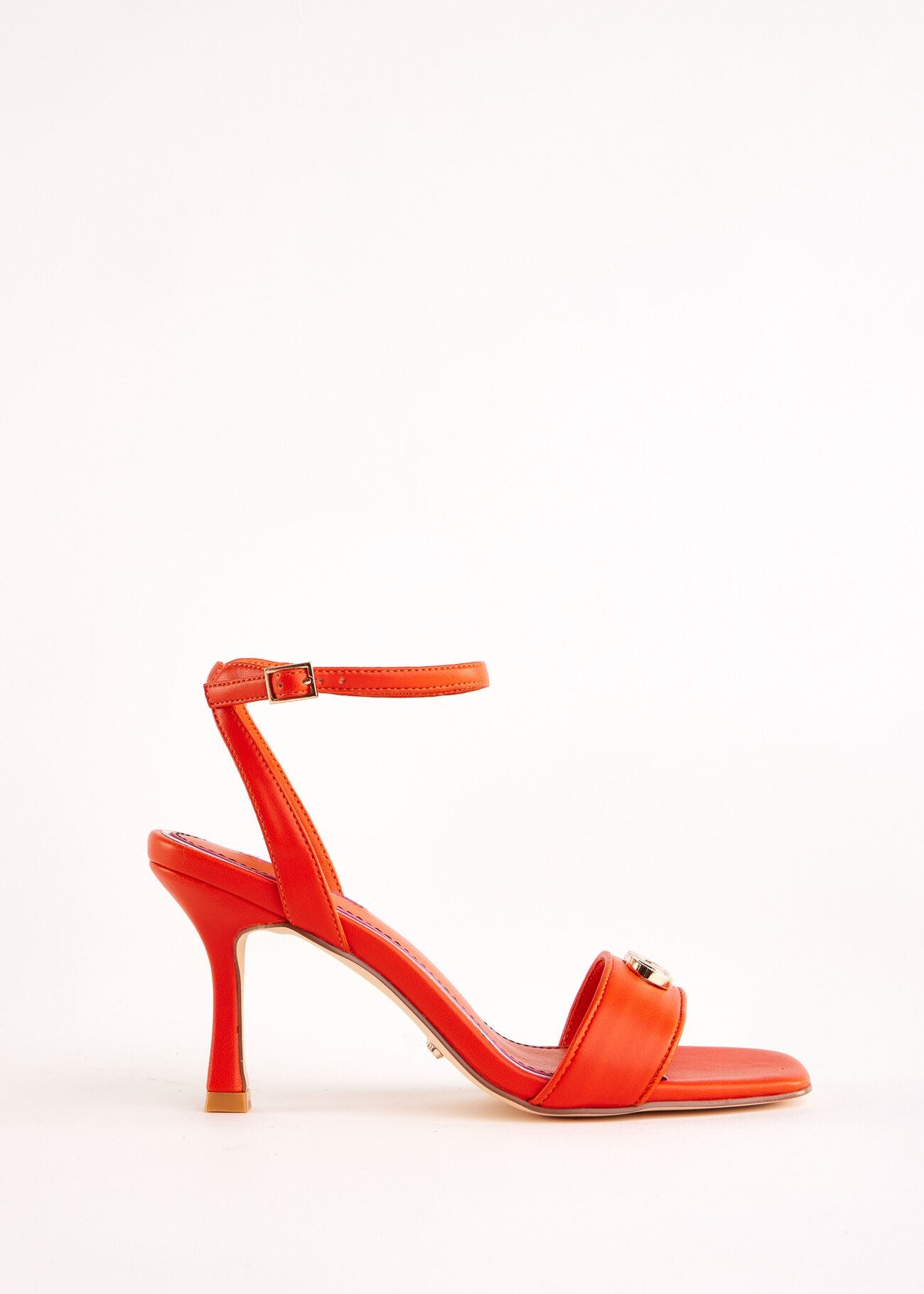 Orange faux-leather sandals