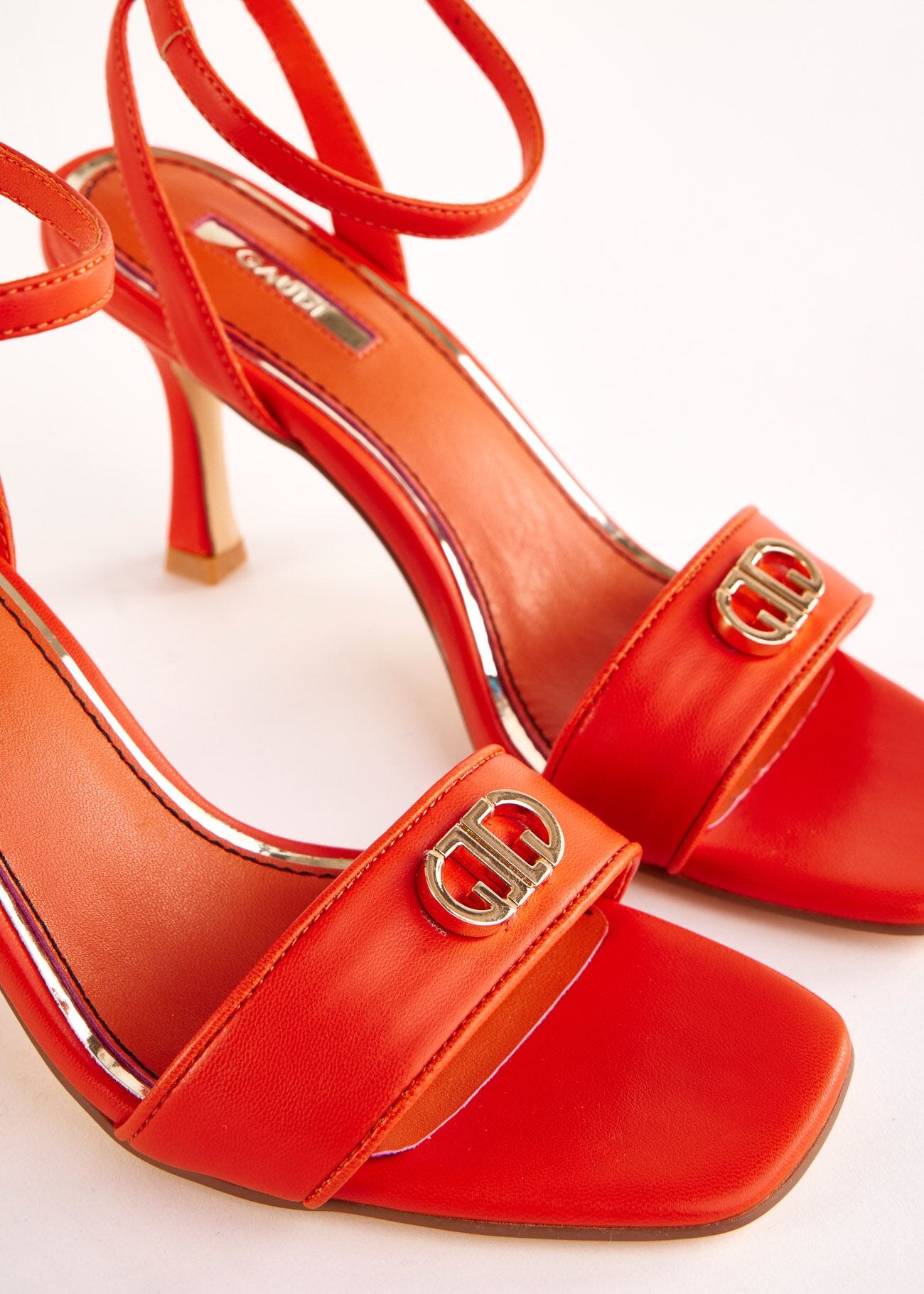 Orange faux-leather sandals