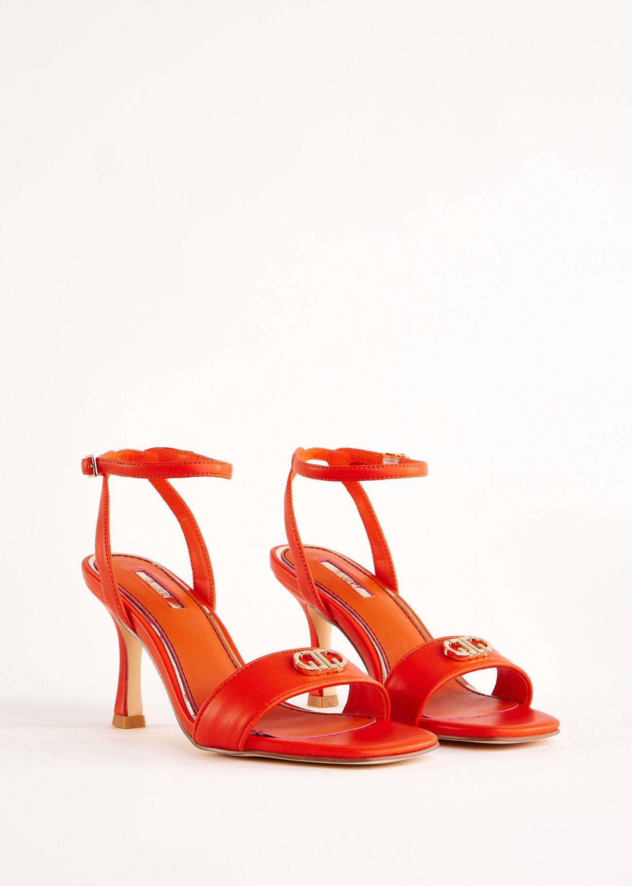Orange faux-leather sandals