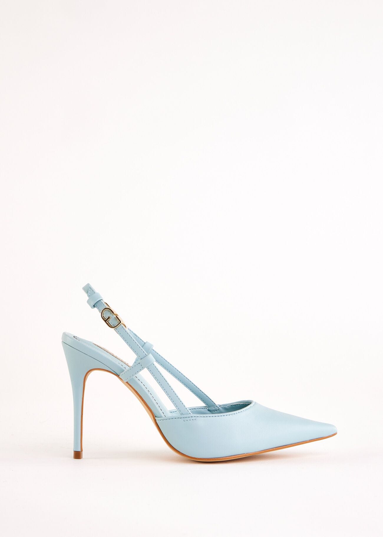 Light blue leather slingbacks