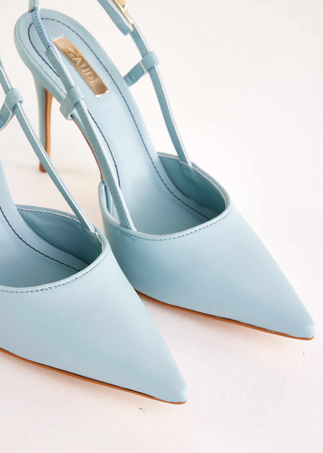 Light blue leather slingbacks