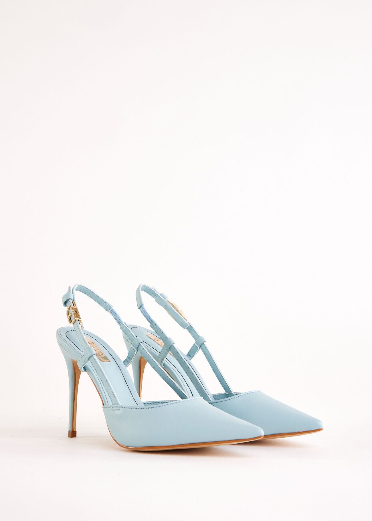 Light blue leather slingbacks
