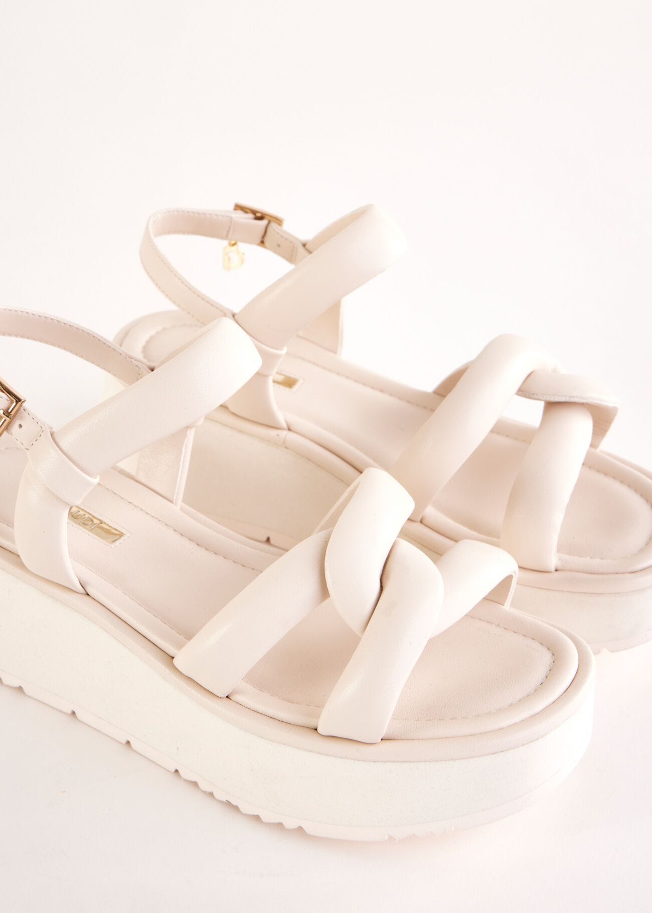 White faux-leather sandals