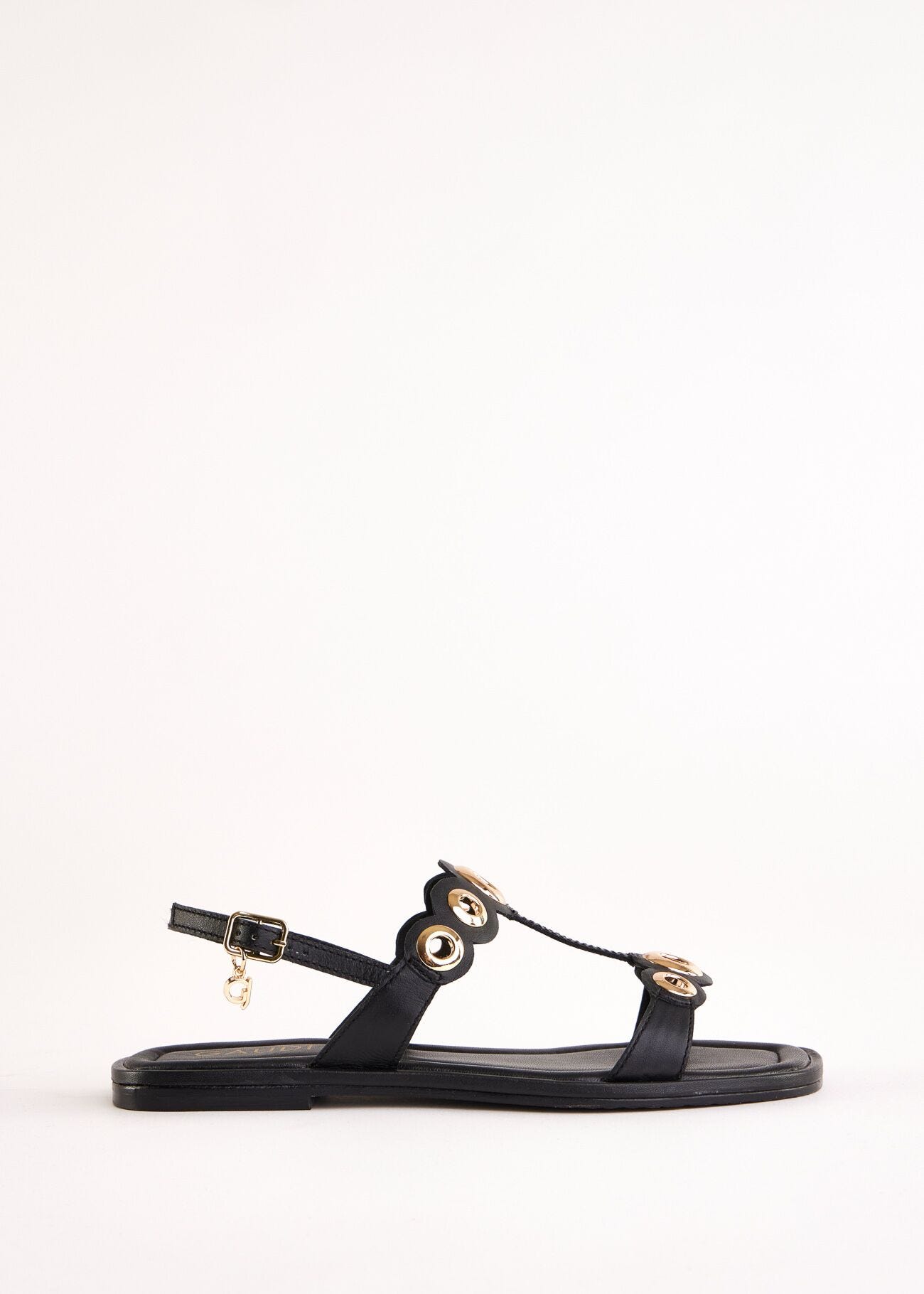 Sandali flat neri in pelle
