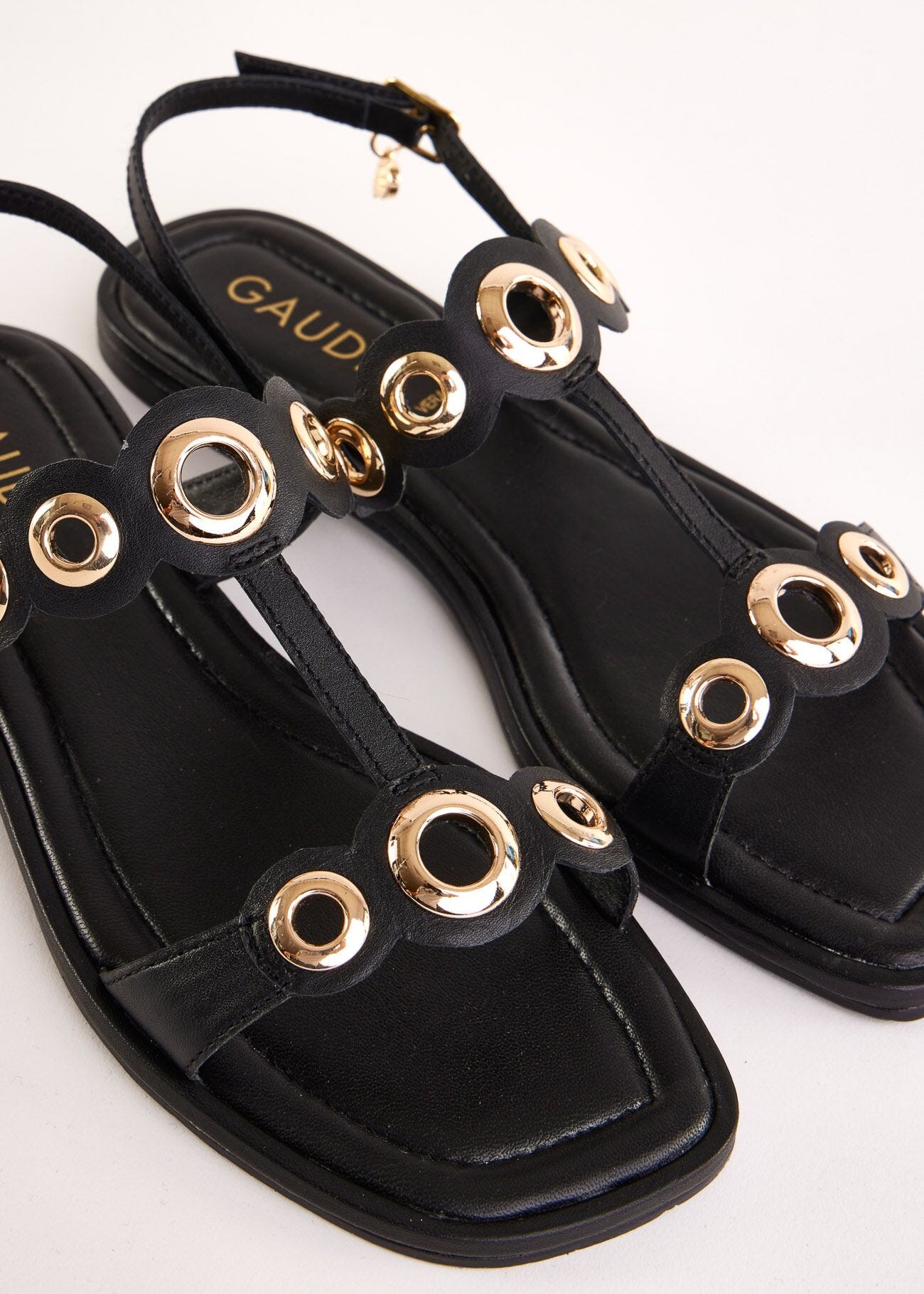 Sandali flat neri in pelle