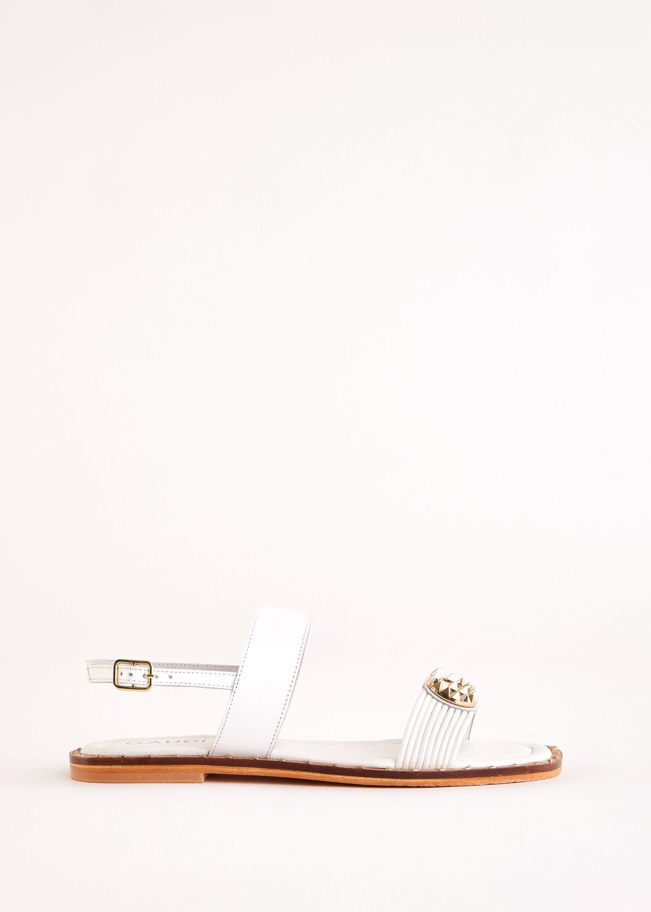 Sandales plates blanches en cuir