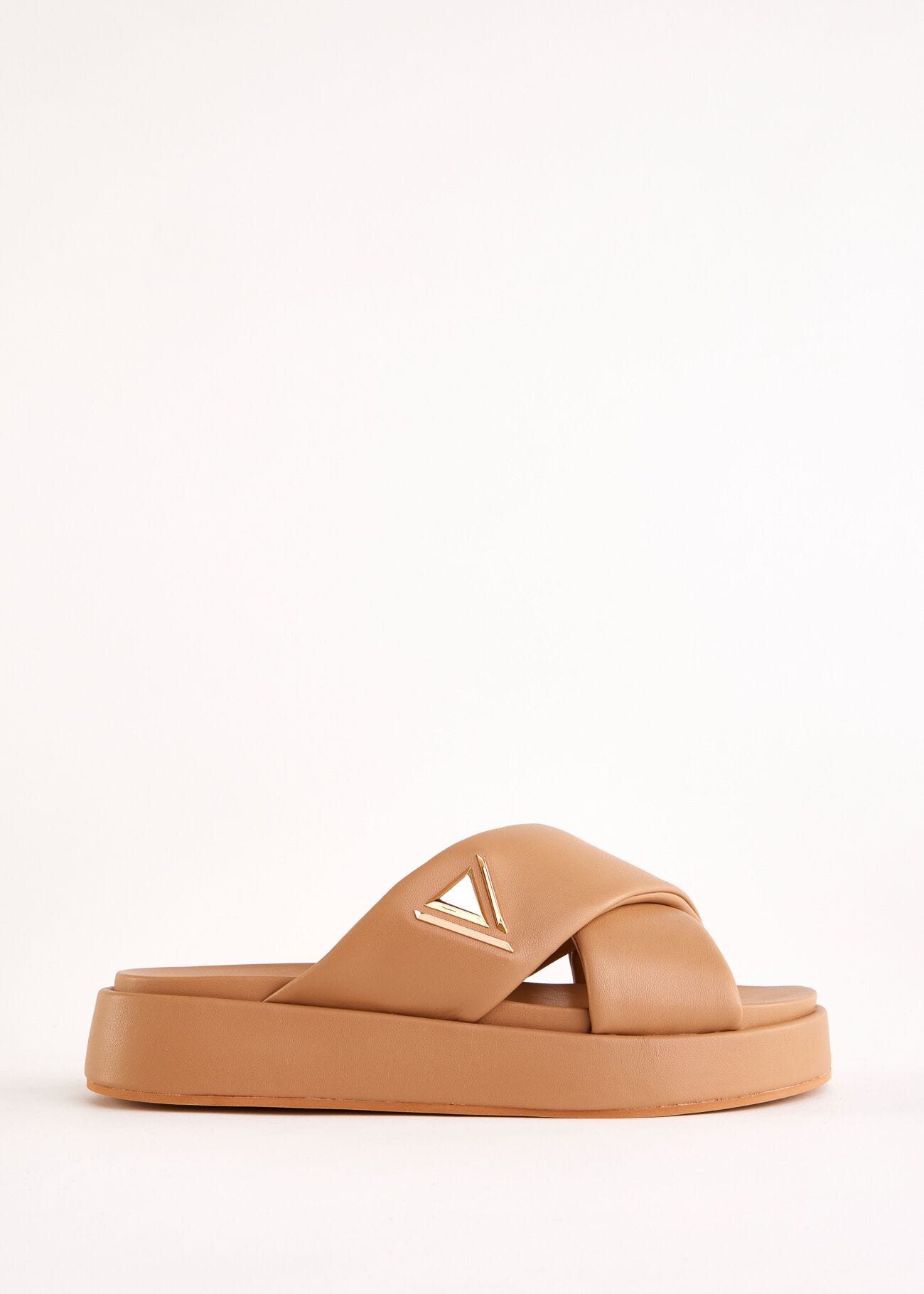 Beige faux-leather sabots