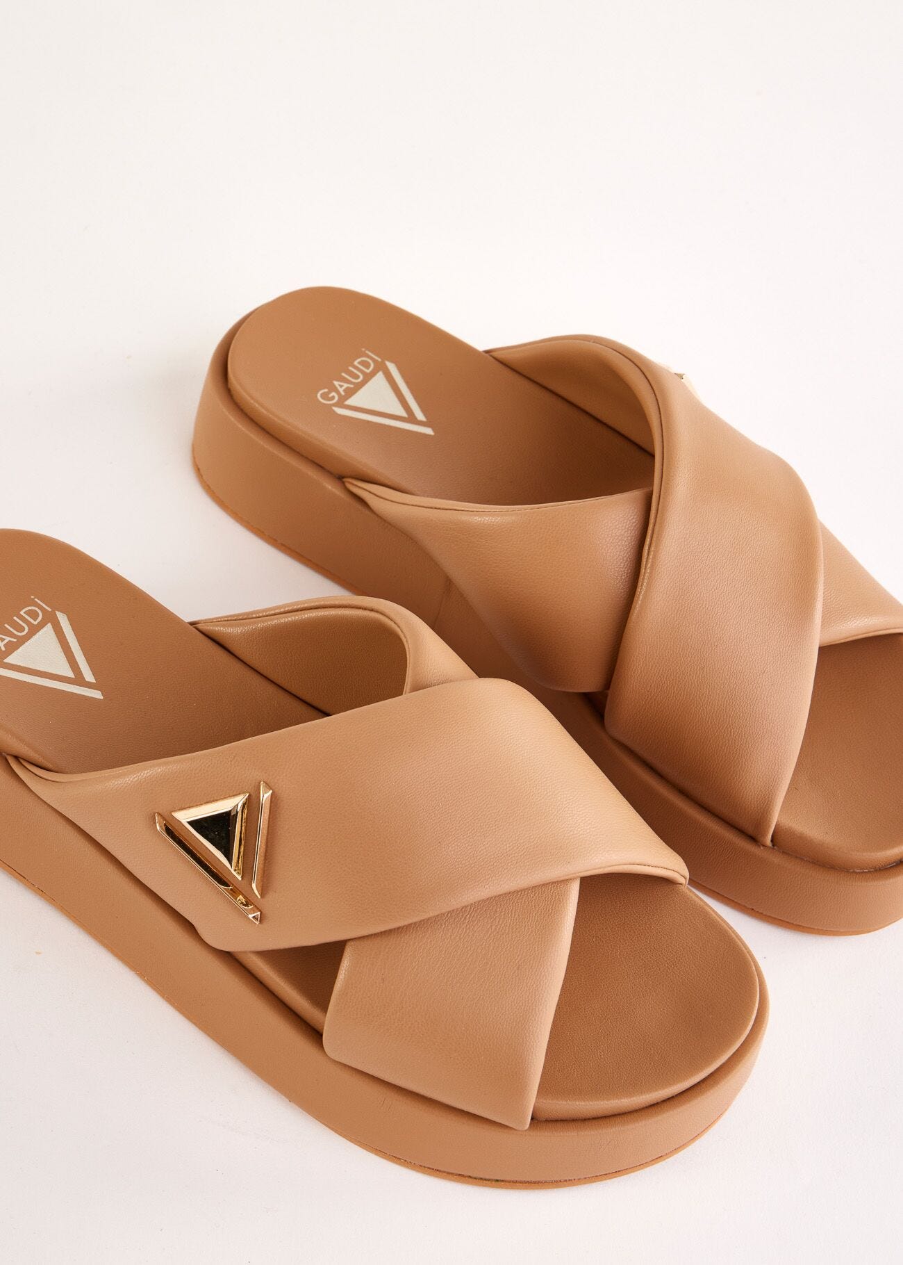 Beige faux-leather sabots