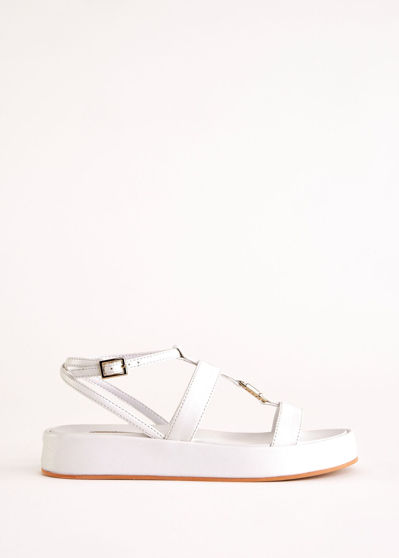 White faux-leather sandals