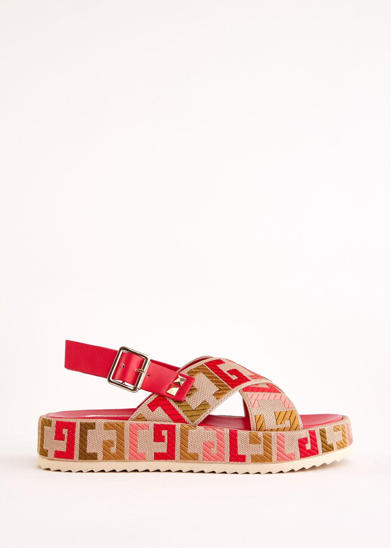 Canvas and faux-leather sandals