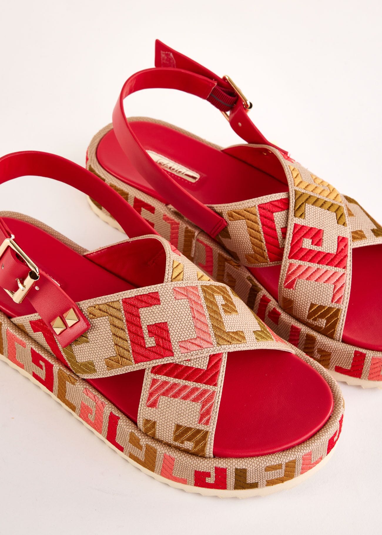 Canvas and faux-leather sandals