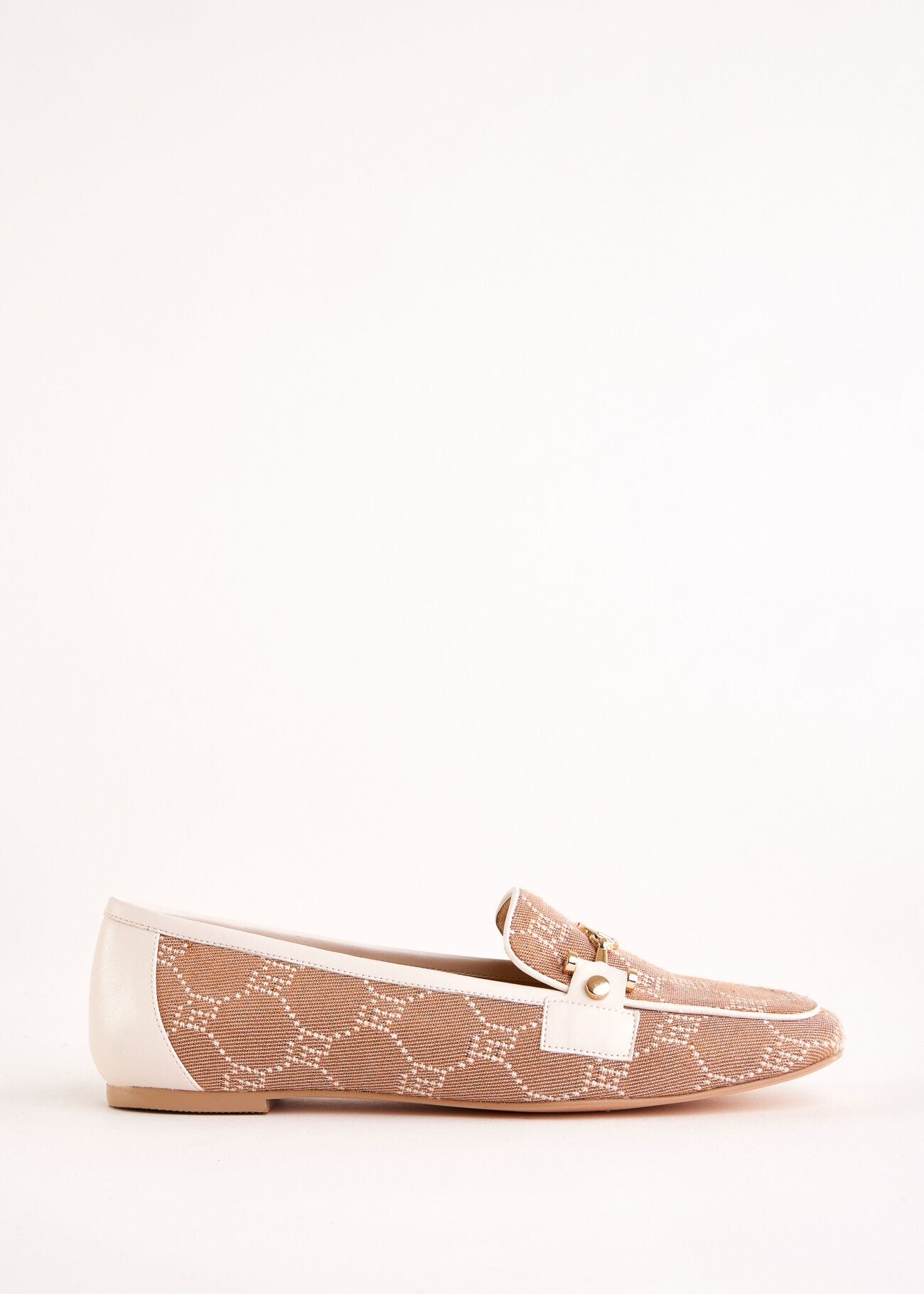 Beige jacquard moccasins