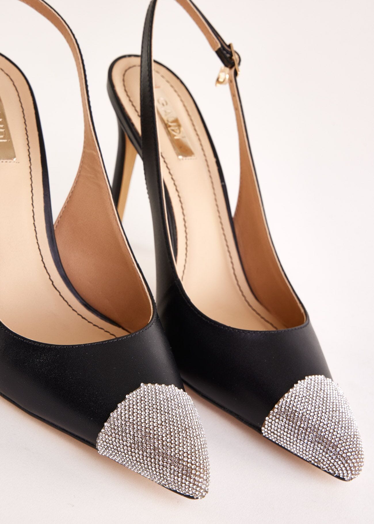 Black slingbacks in nappa leather