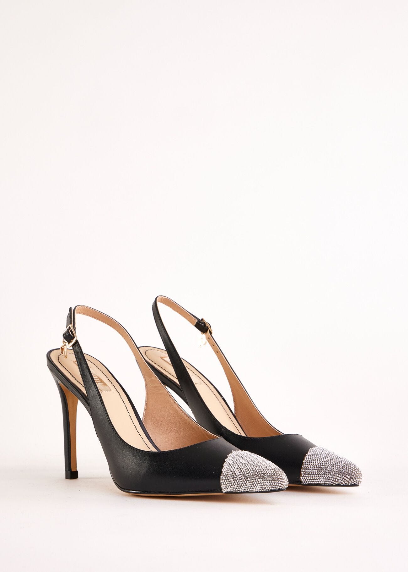 Black slingbacks in nappa leather