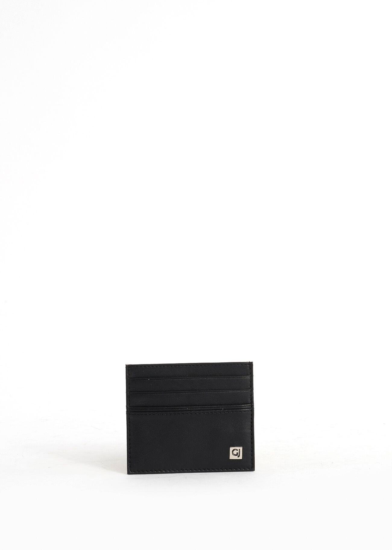 Black leather card holder