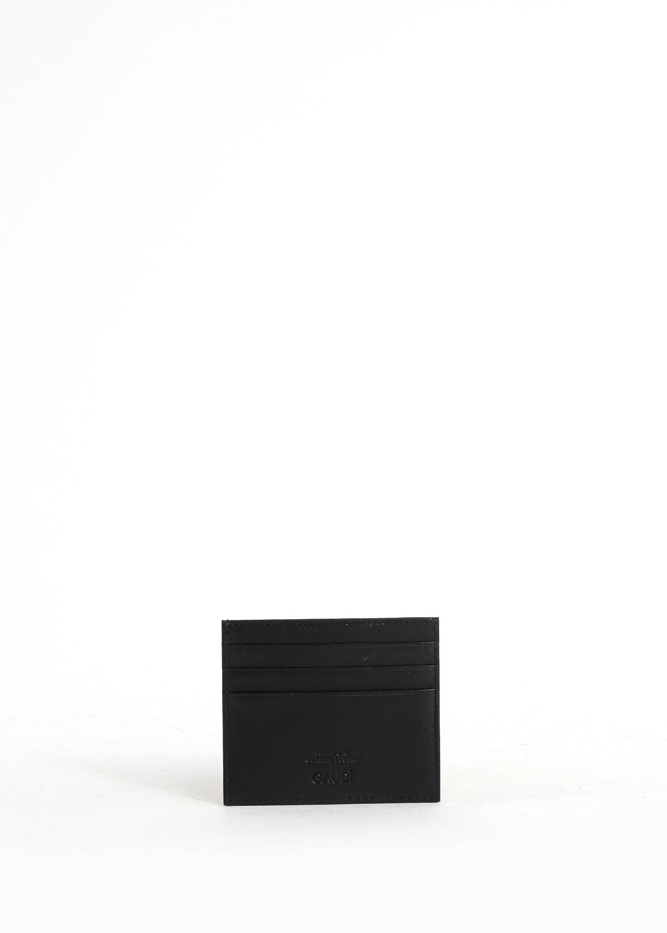 Black leather card holder