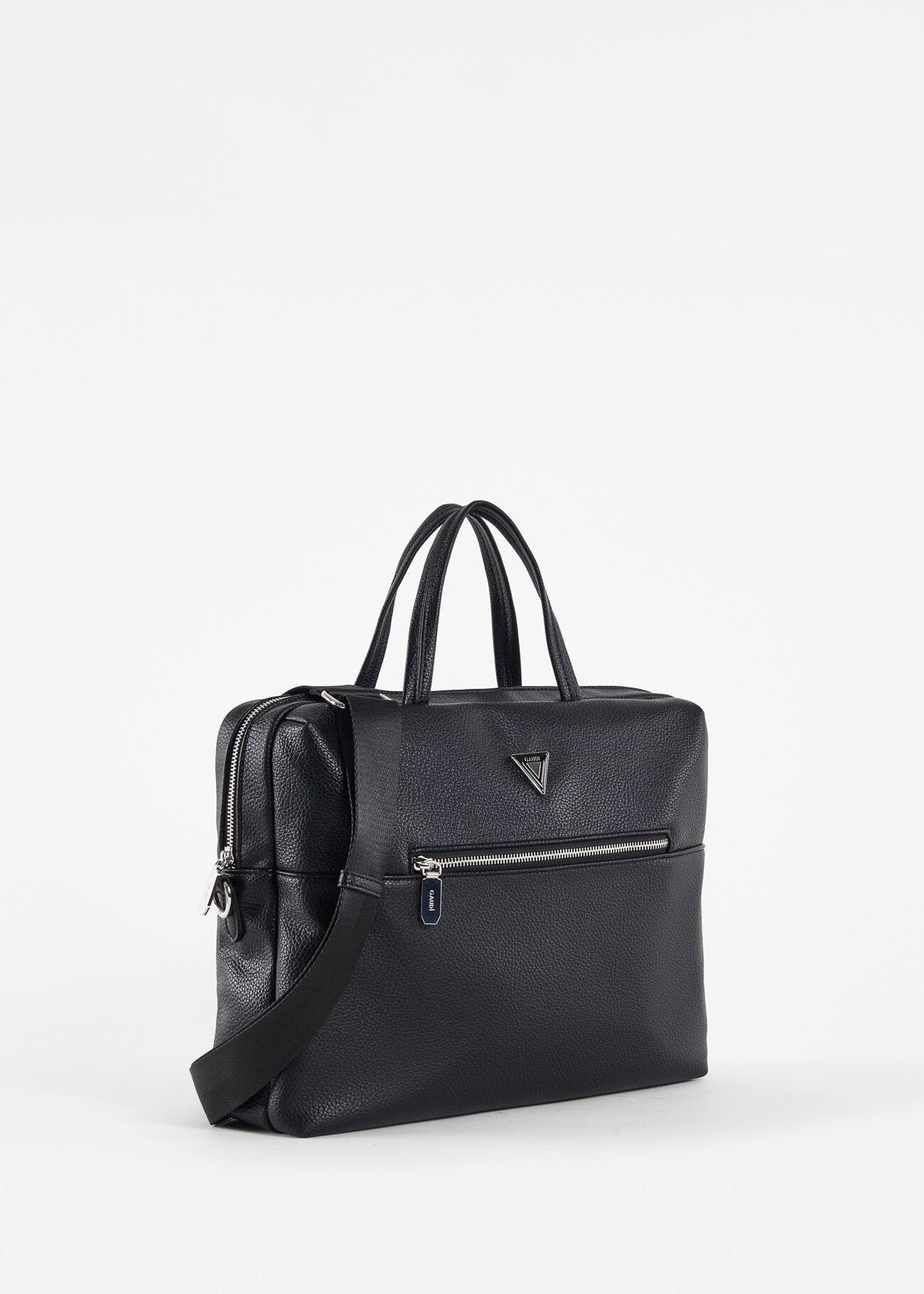 Black faux-leather briefcase