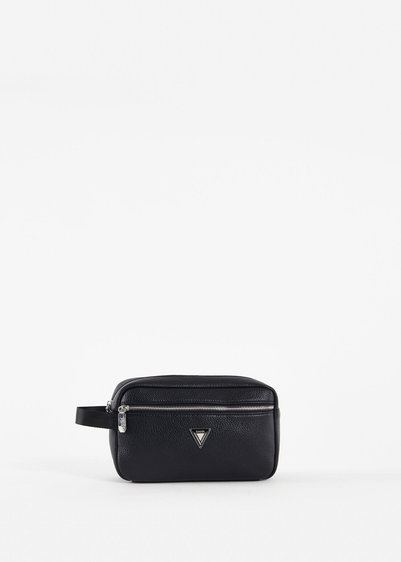 Black faux-leather beauty case
