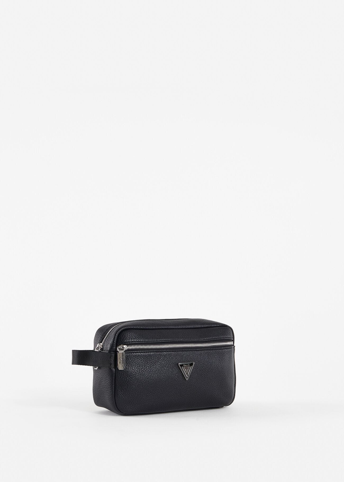 Black faux-leather beauty case