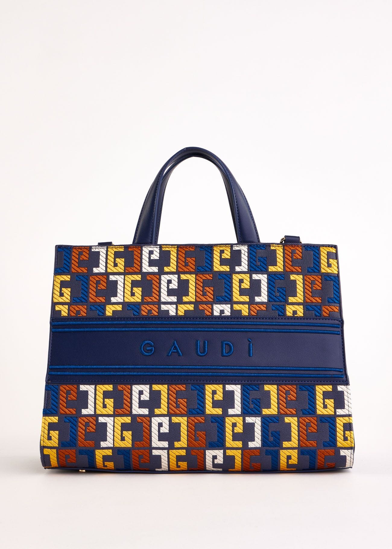 Borsa top handle blu con logo