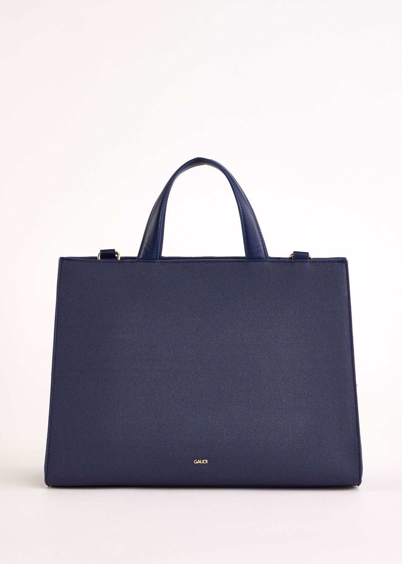 Borsa top handle blu con logo