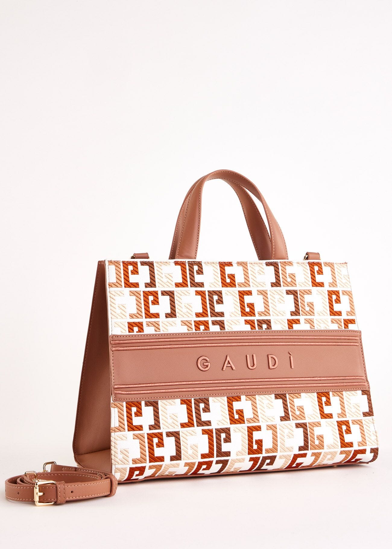 Borsa top handle beige con logo
