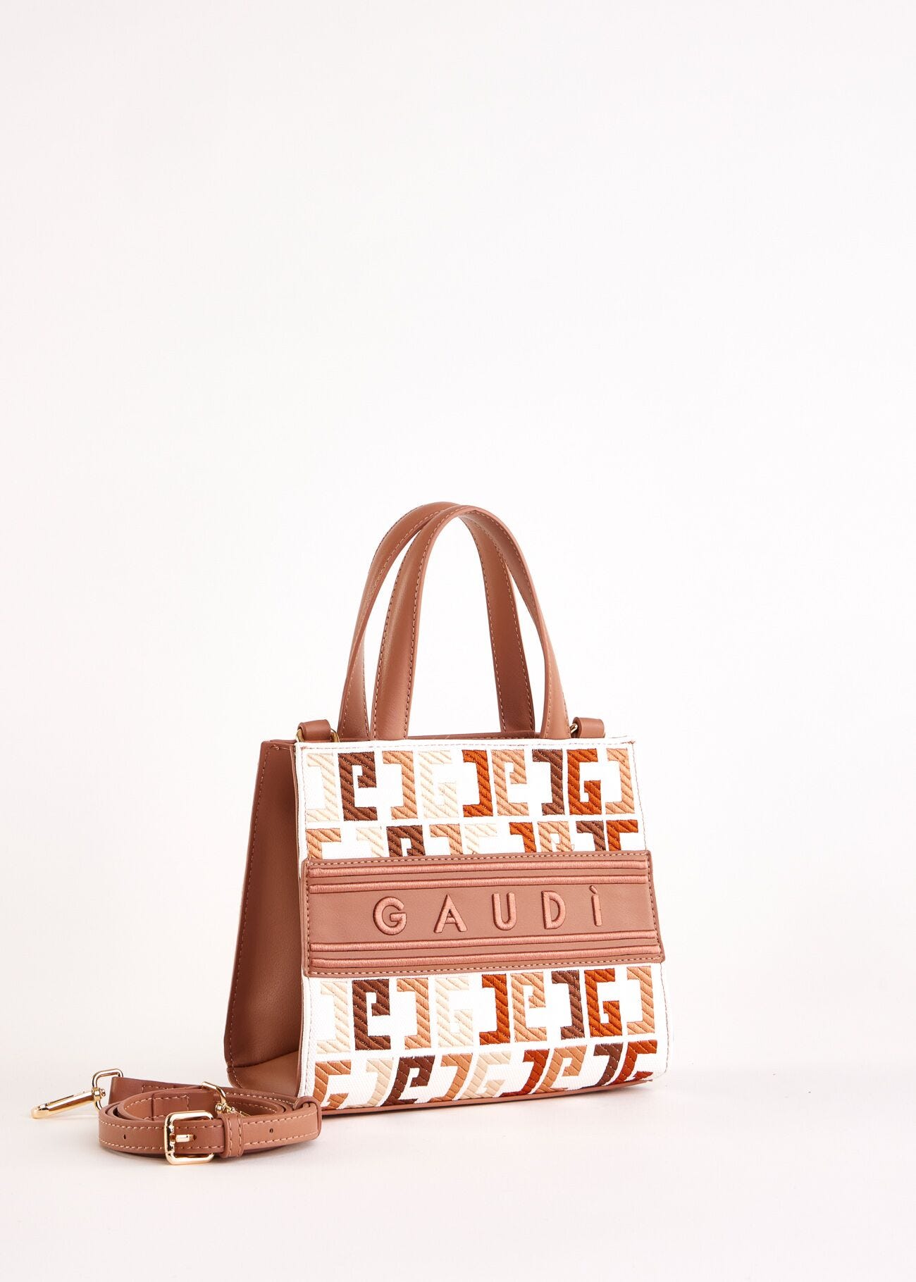 Sac à main beige avec logo