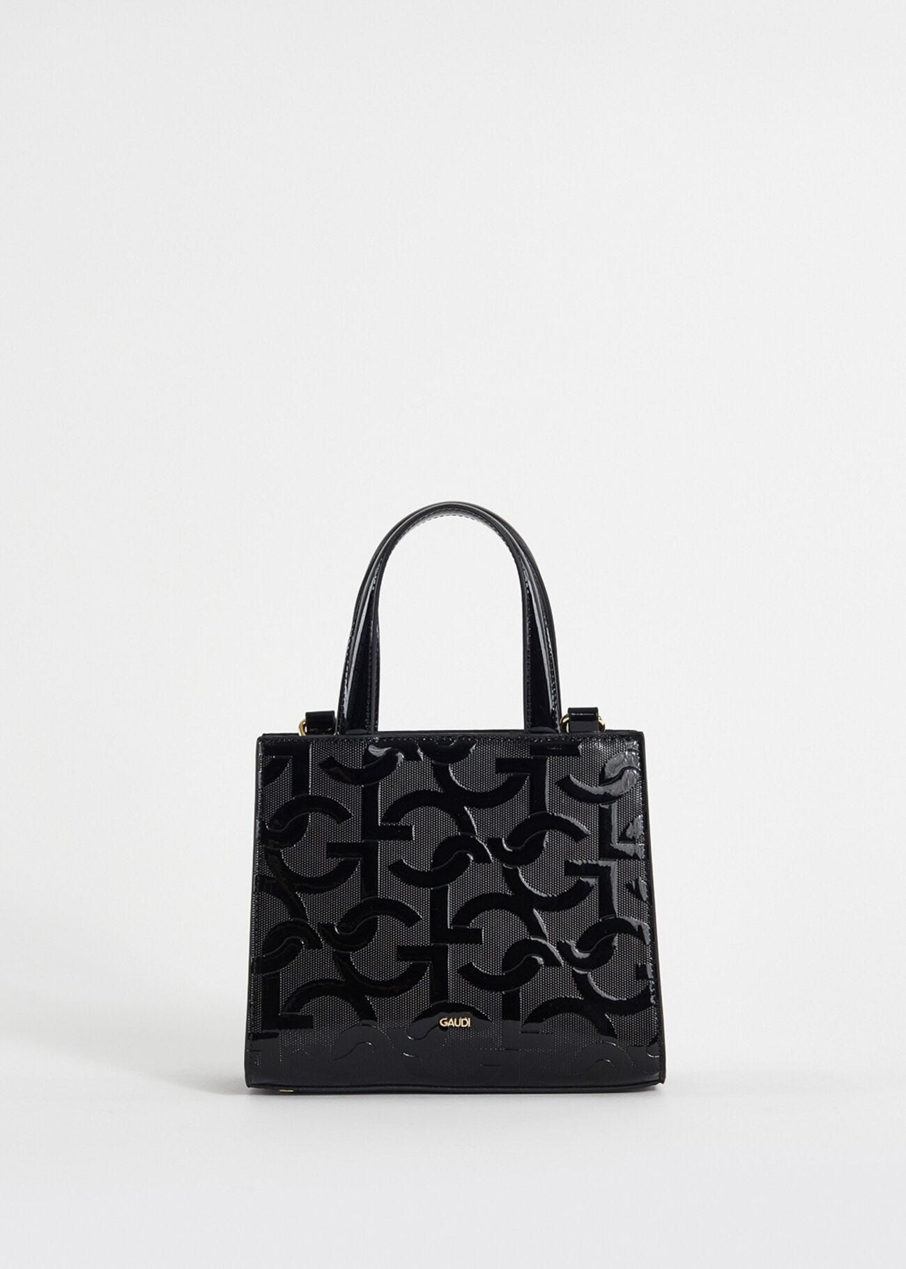 Borsa top handle nera con logo