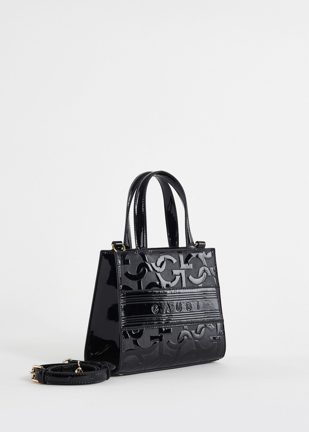 Borsa top handle nera con logo
