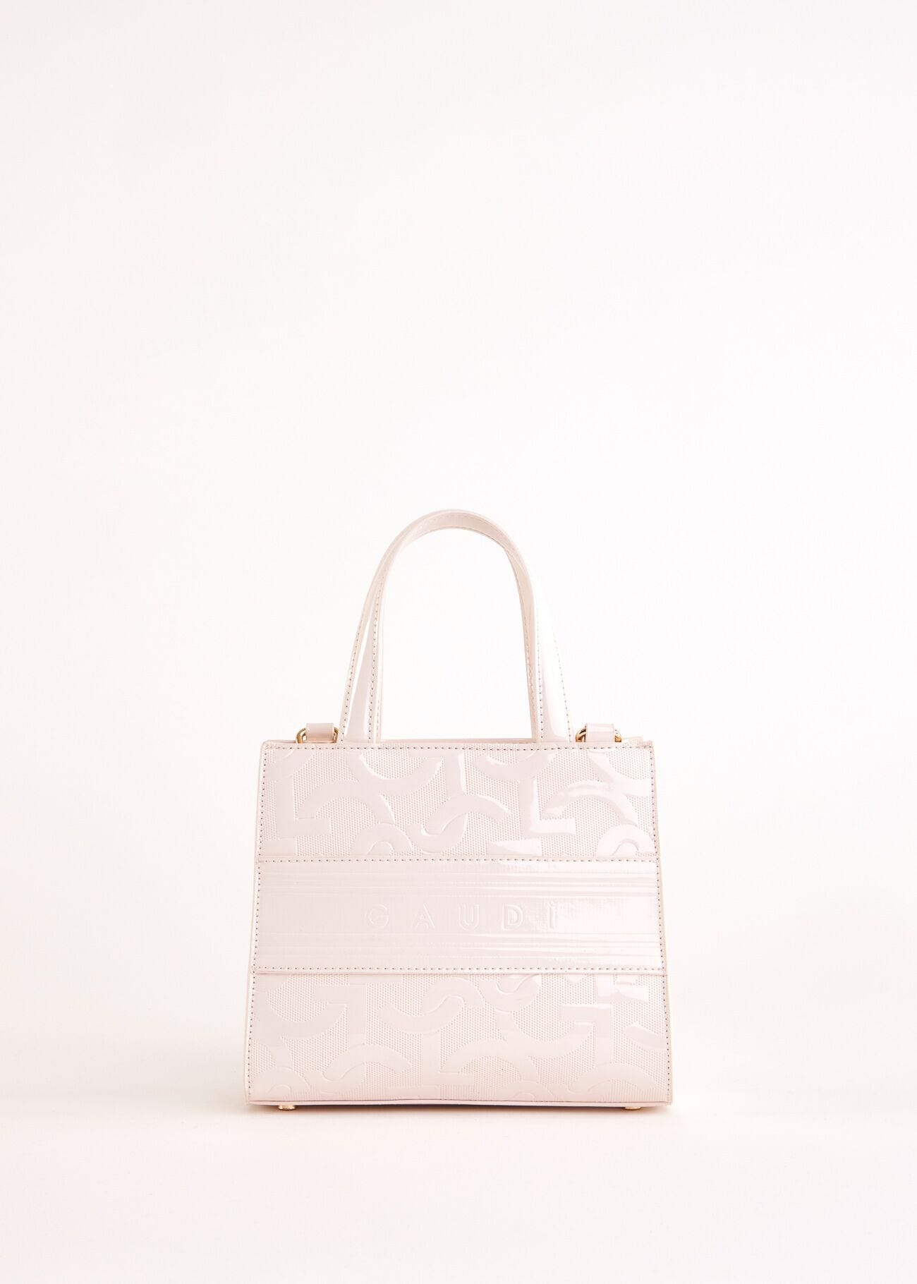 Borsa top handle bianca con logo