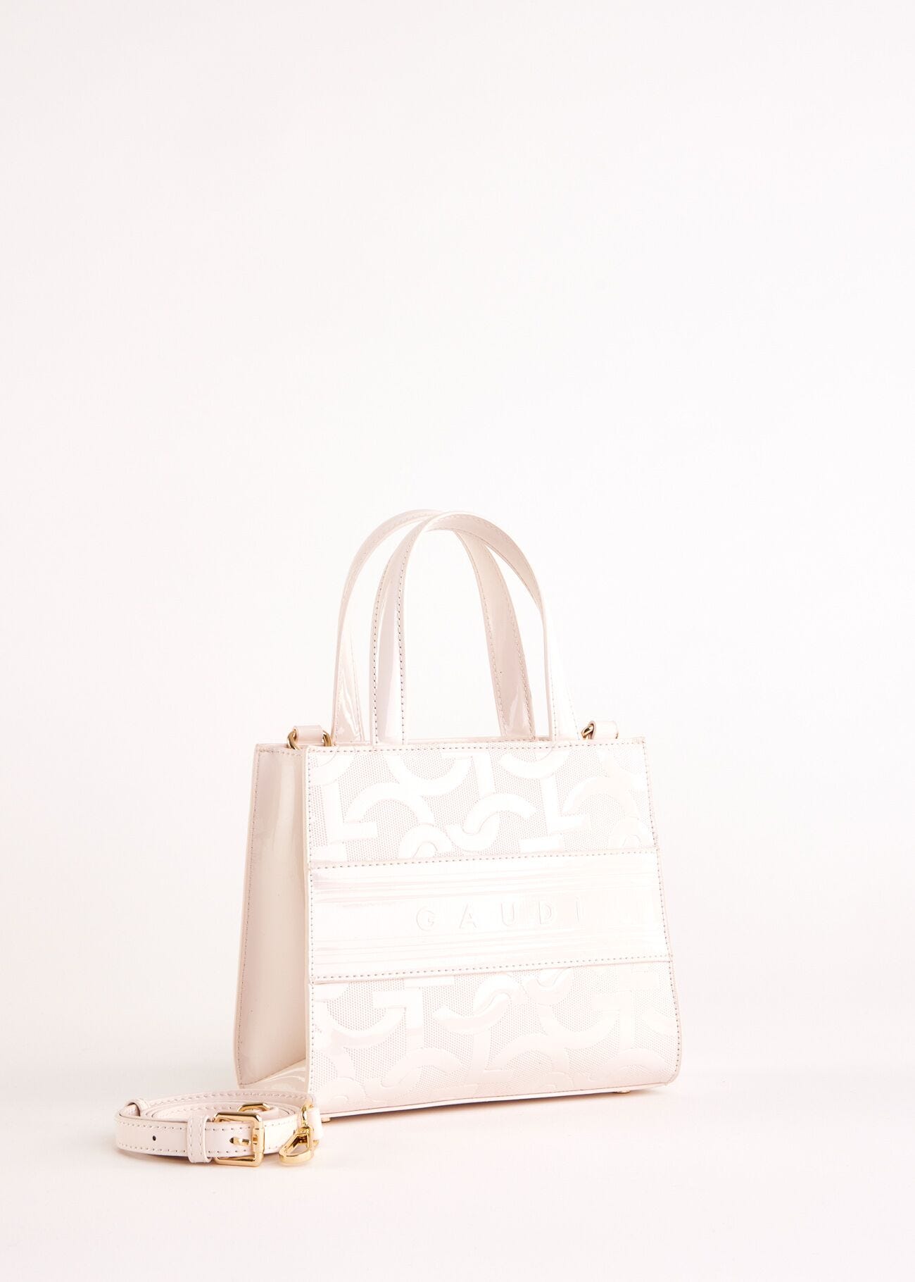 Borsa top handle bianca con logo