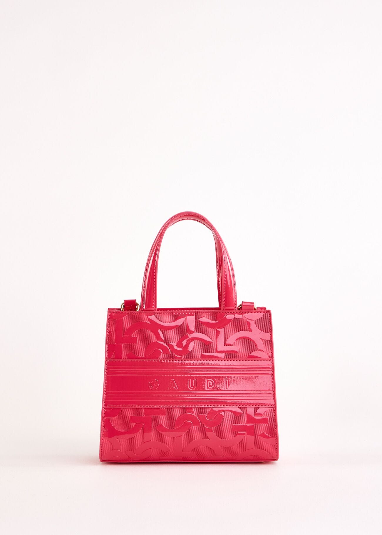 Borsa top handle fucsia con logo