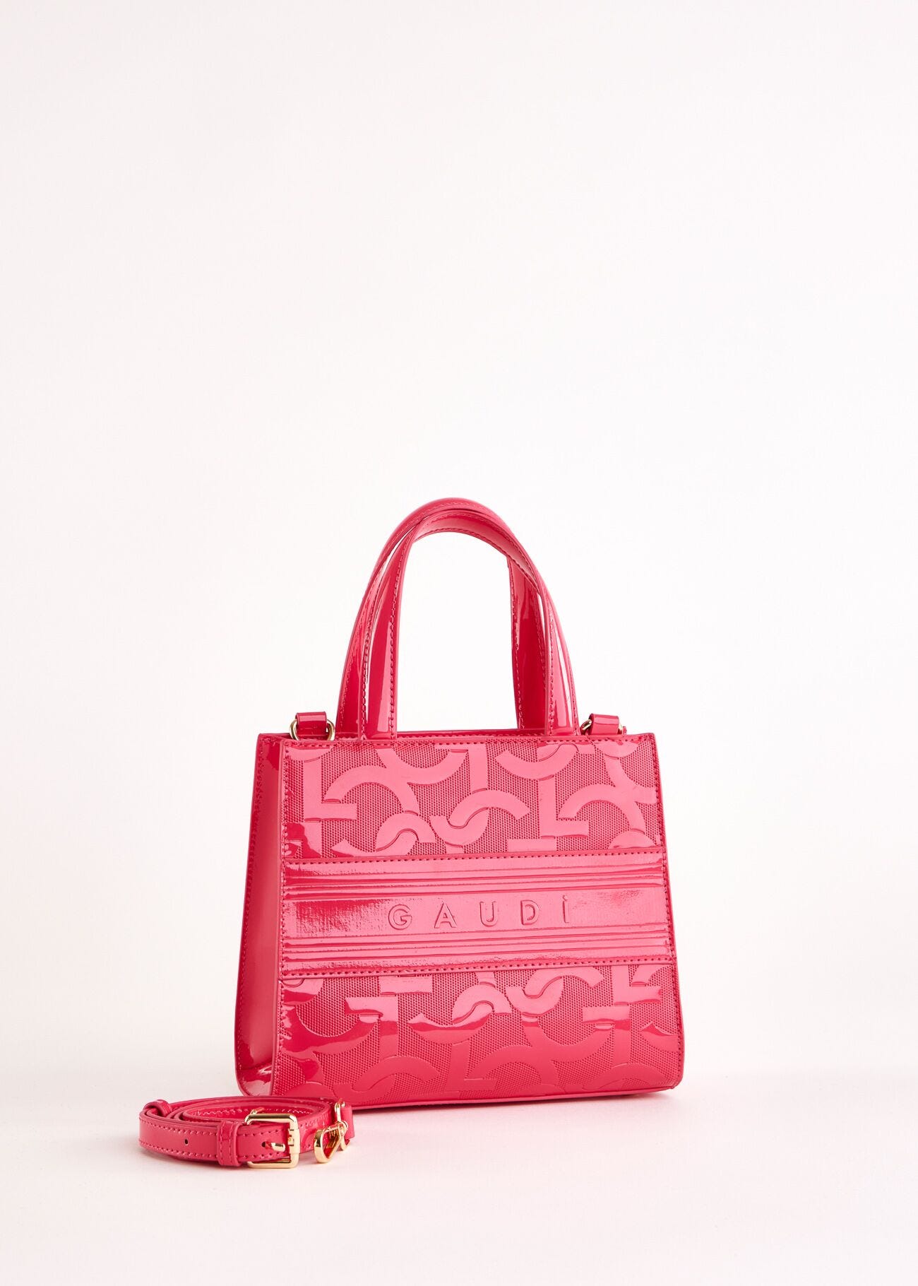 Borsa top handle fucsia con logo