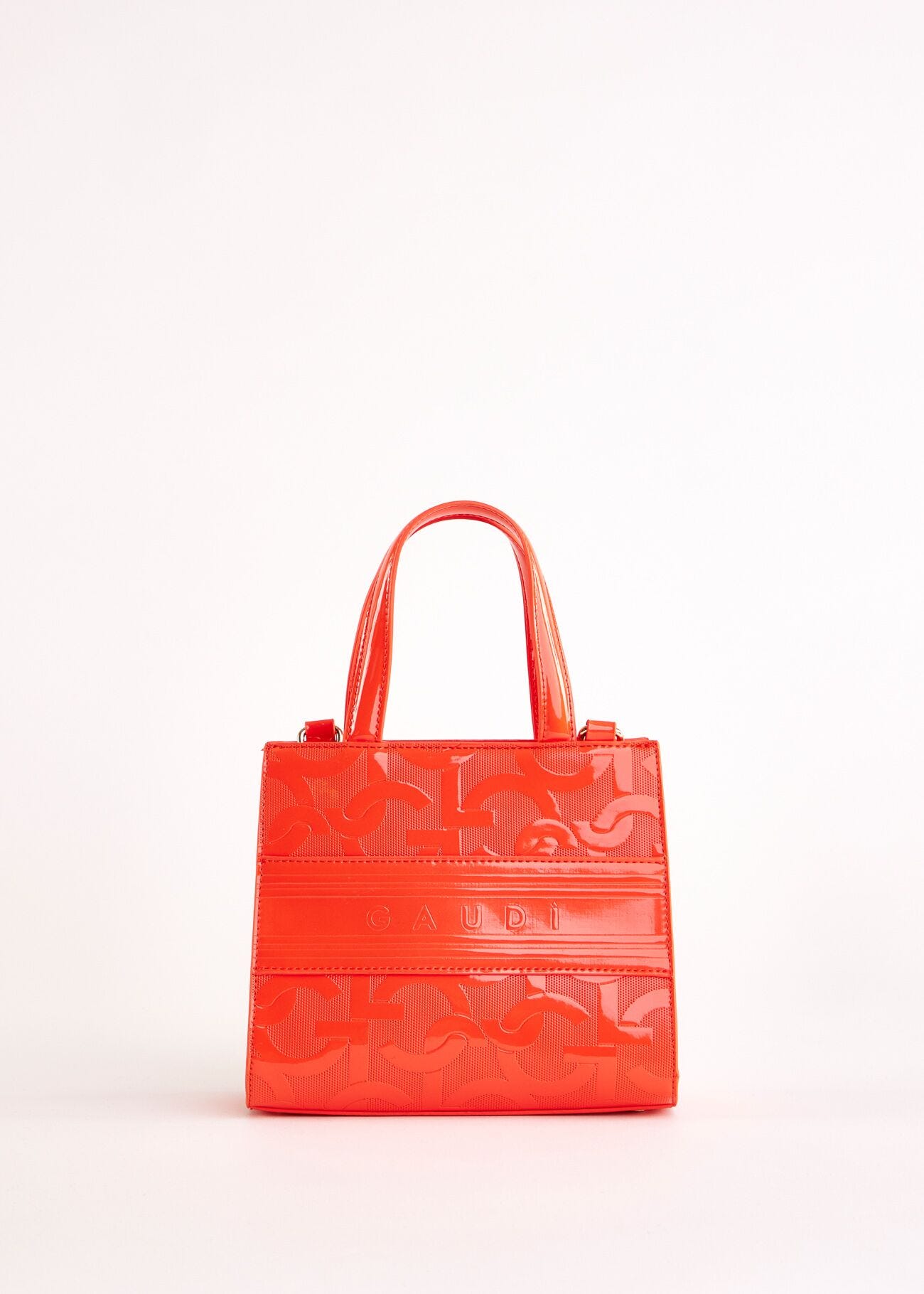 Orange top handle bag with logo