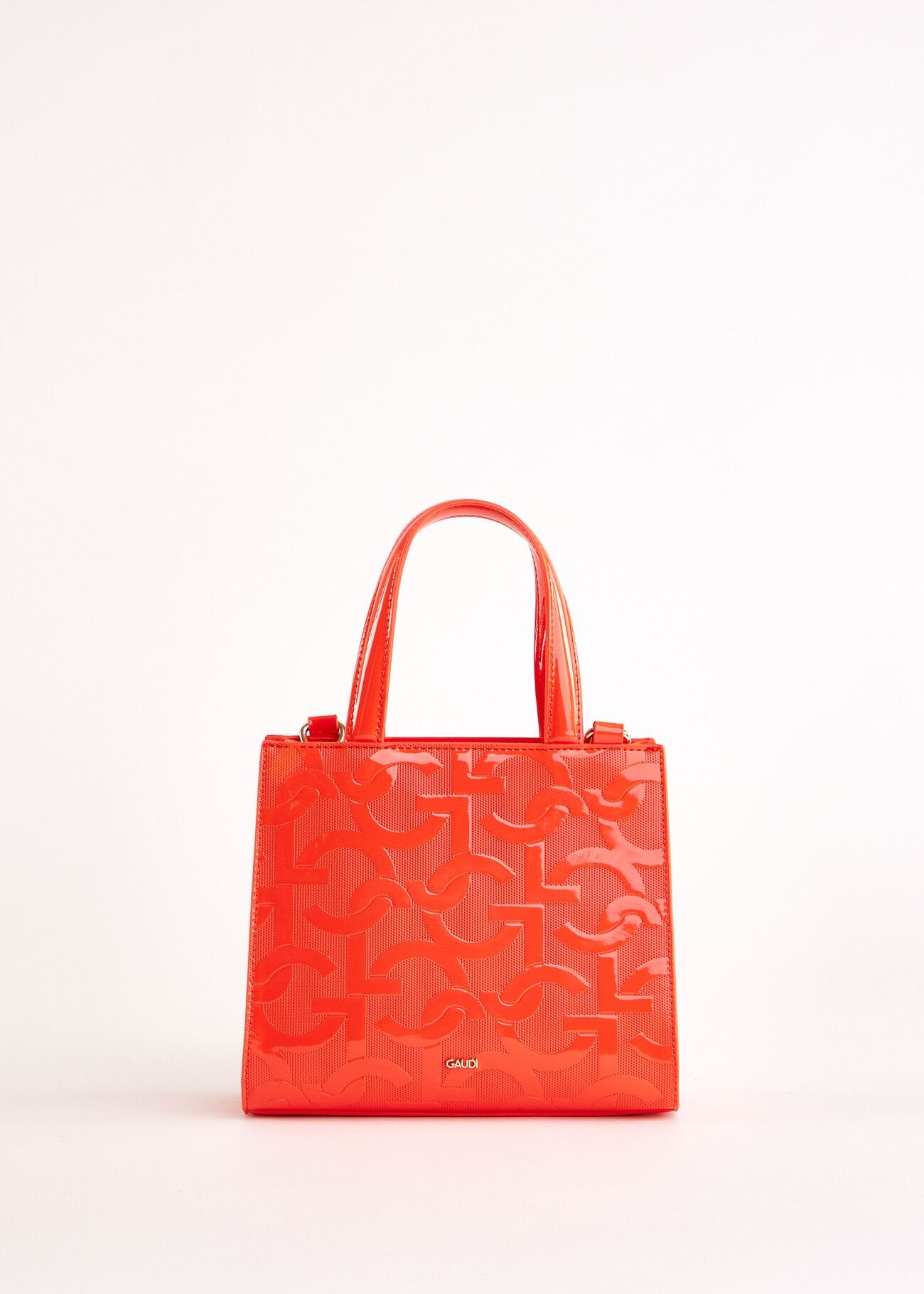 Orange top handle bag with logo