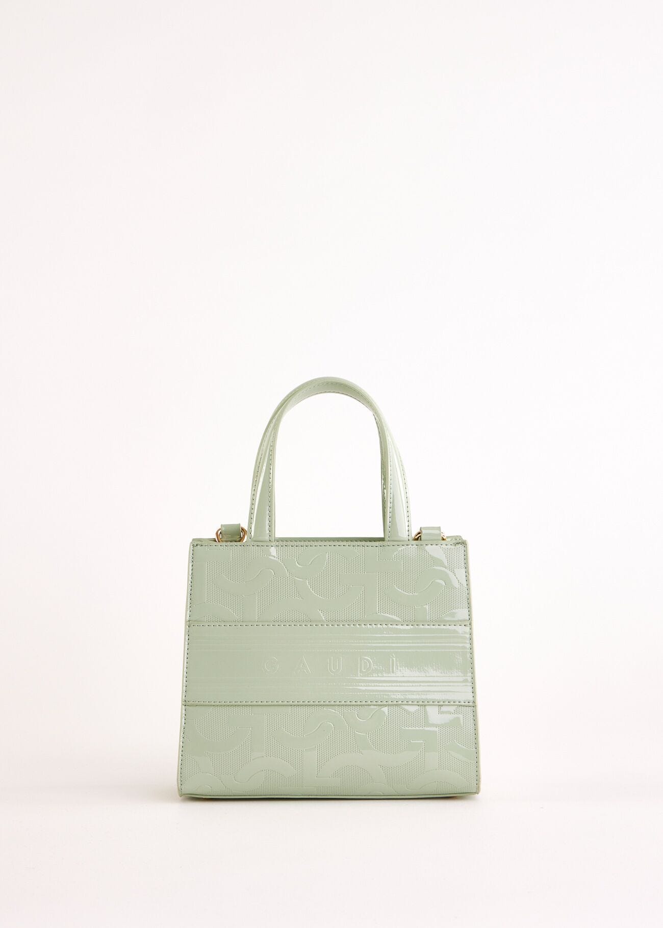 Green top handle bag with logo